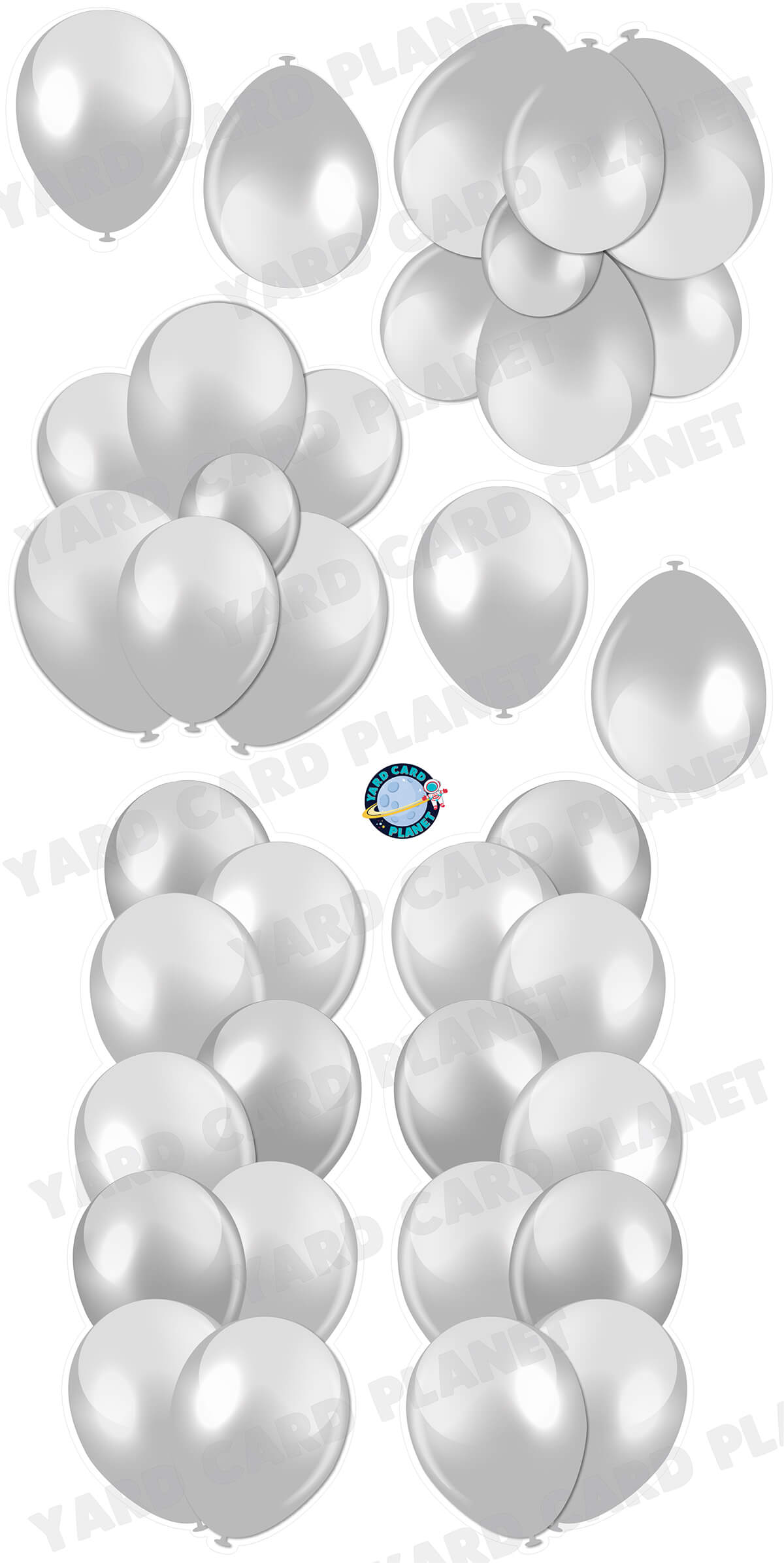 Grey Balloon Towers, Bouquets and Singles Yard Card Set
