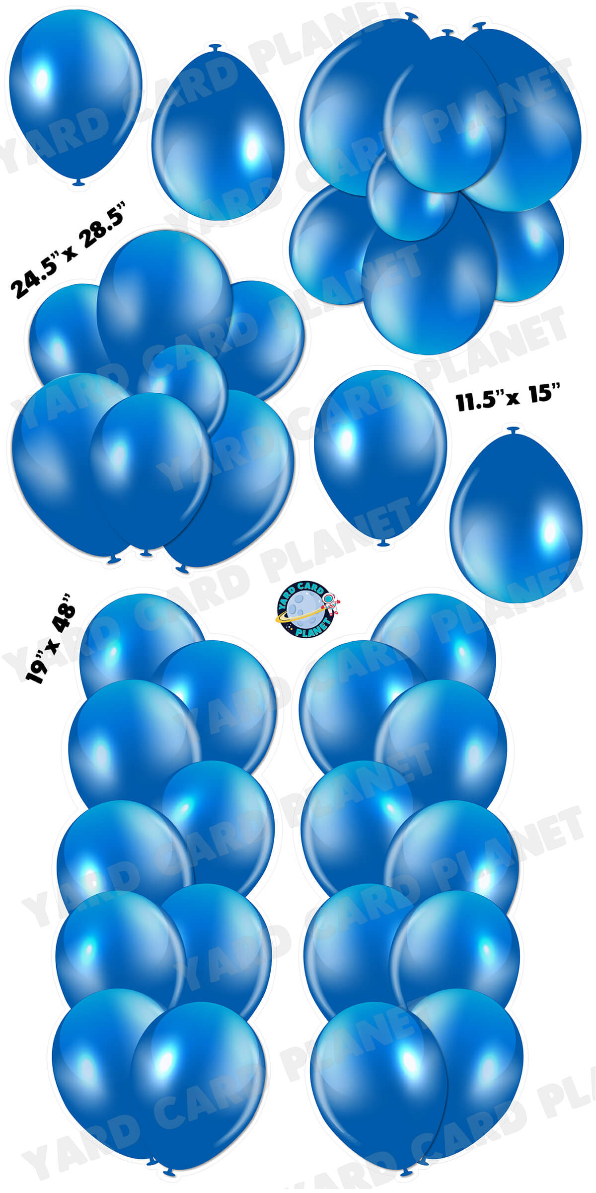 Blue Balloon Towers, Bouquets and Singles Yard Card Set