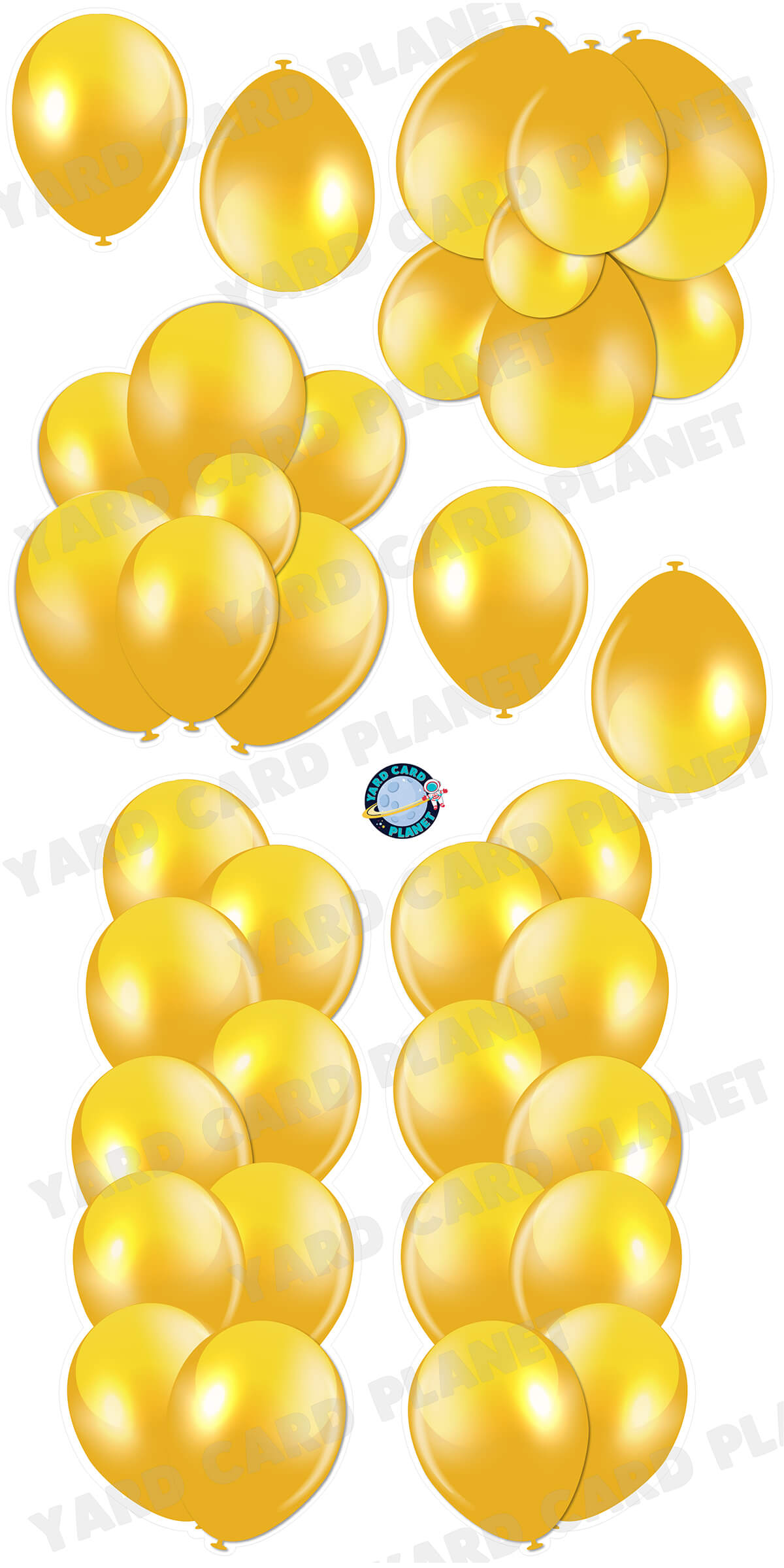 Gold Balloon Towers, Bouquets and Singles Yard Card Set