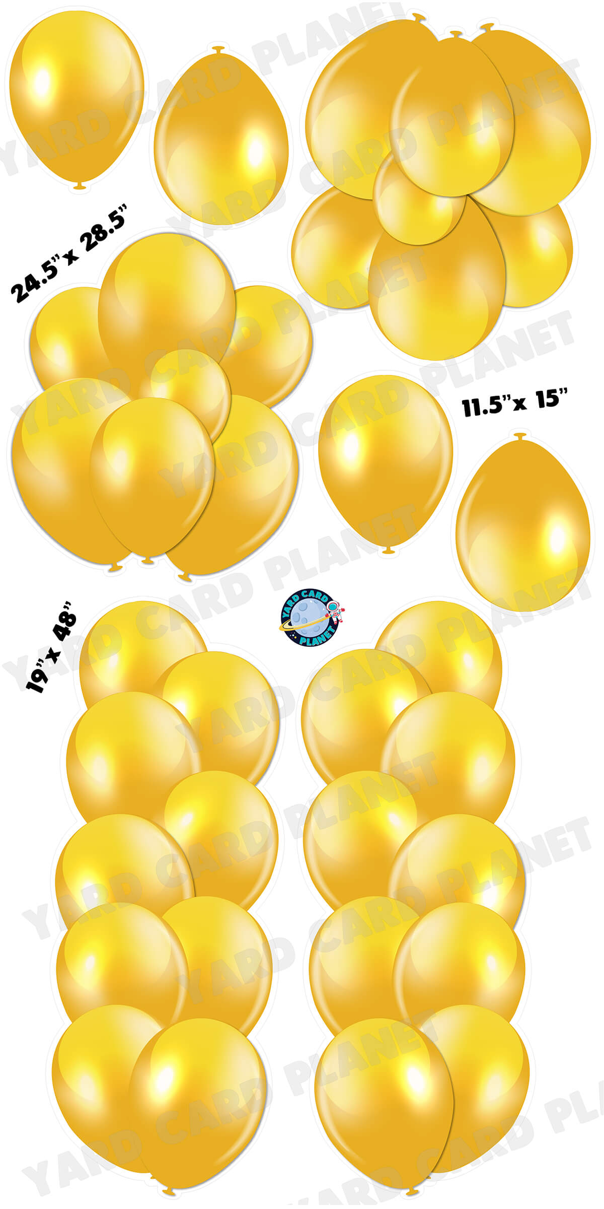 Gold Balloon Towers, Bouquets and Singles Yard Card Set