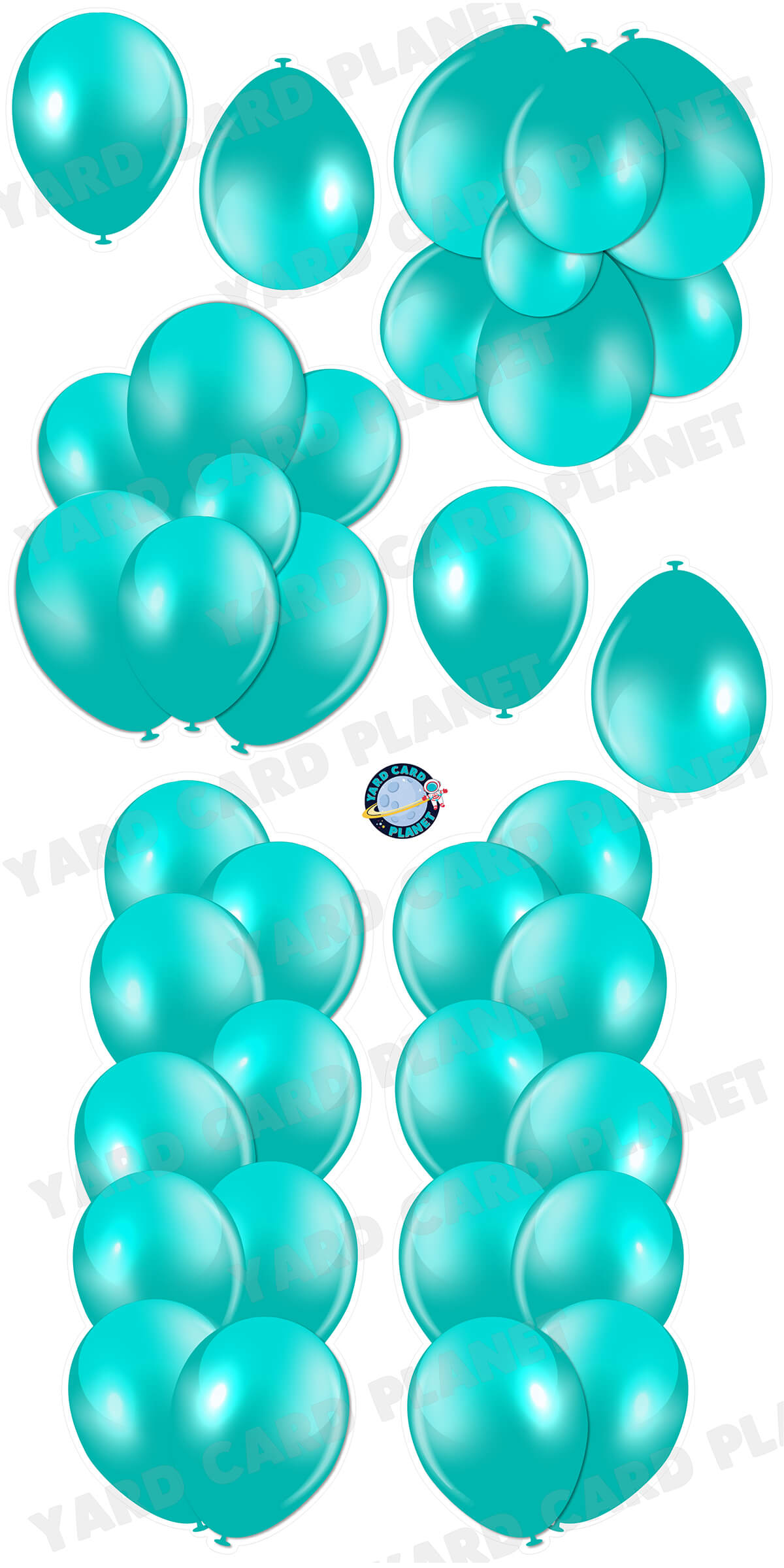 Teal Balloon Towers, Bouquets and Singles Yard Card Set
