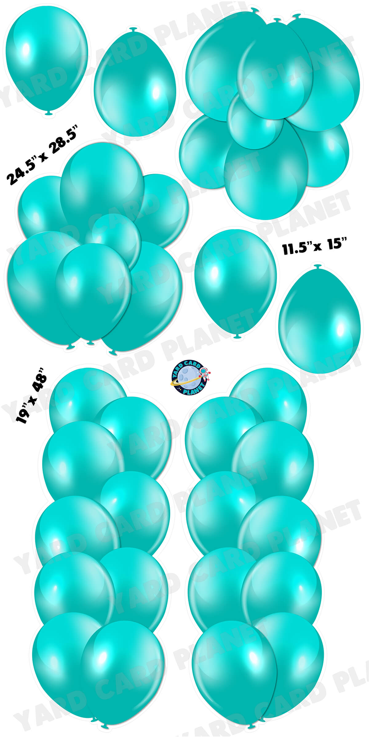 Teal Balloon Towers, Bouquets and Singles Yard Card Set