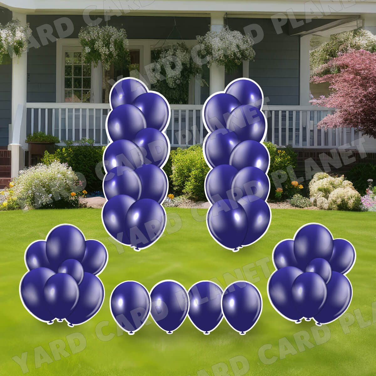 Dark Purple Balloon Towers, Bouquets and Singles Yard Card Set