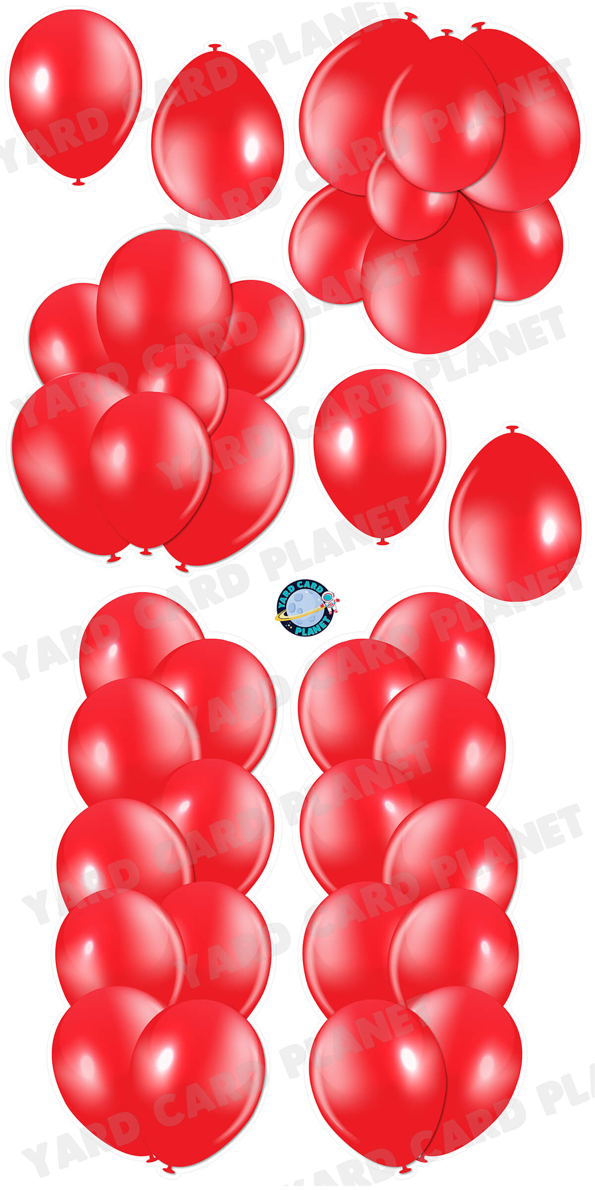 Red Balloon Towers, Bouquets and Singles Yard Card Set