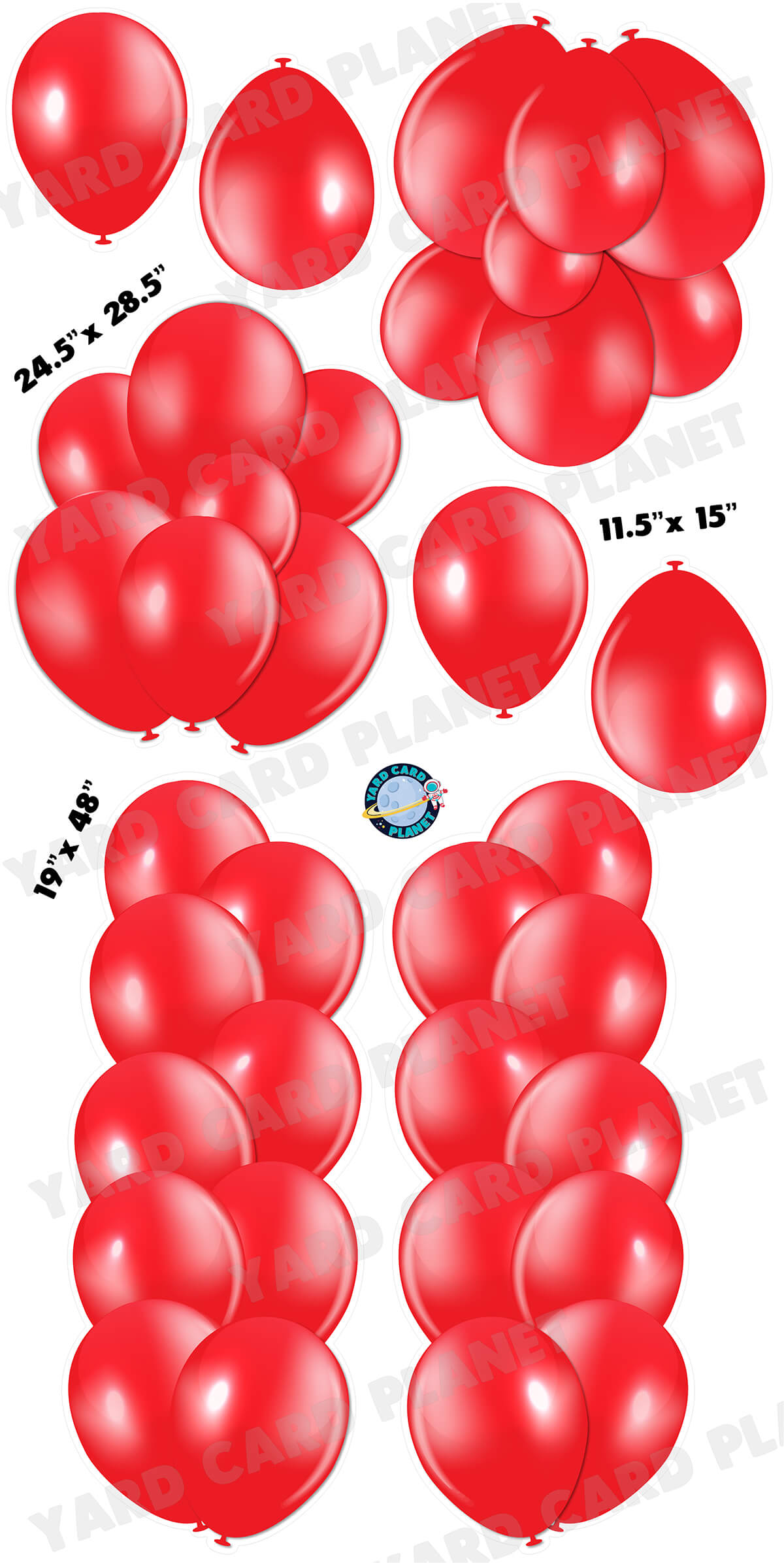 Red Balloon Towers, Bouquets and Singles Yard Card Set