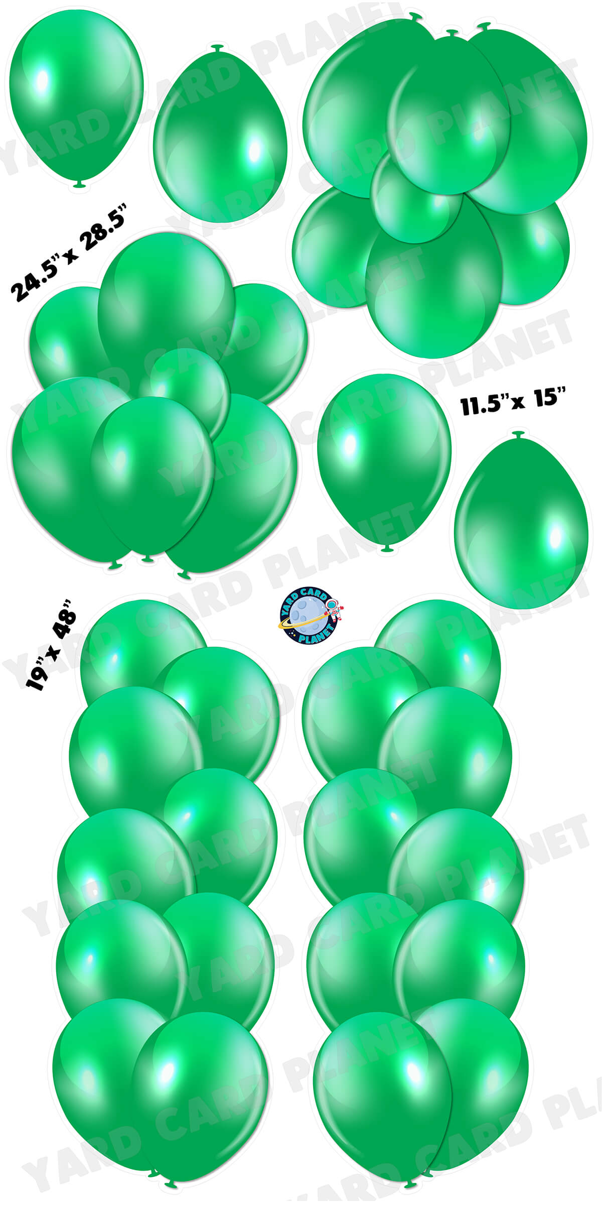Green Balloon Towers, Bouquets and Singles Yard Card Set