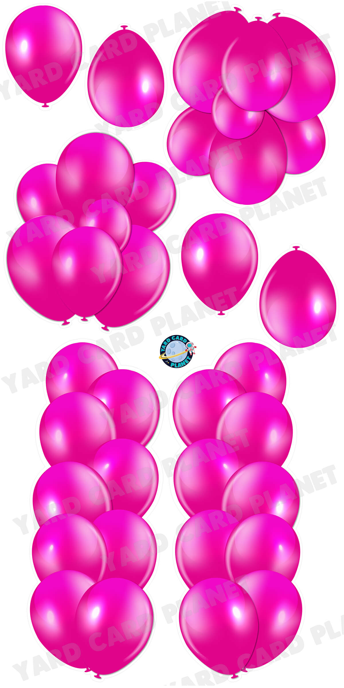 Hot Pink Balloon Towers, Bouquets and Singles Yard Card Set