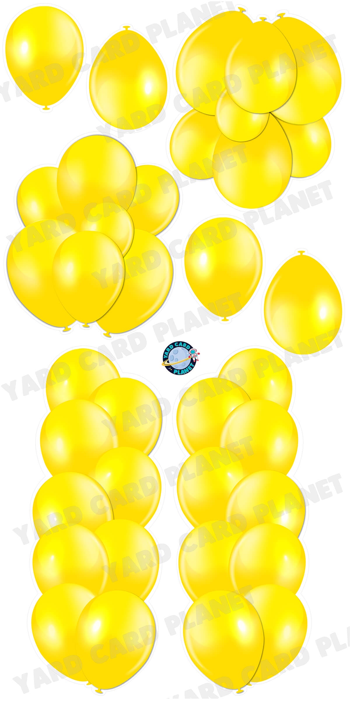 Yellow Balloon Towers, Bouquets and Singles Yard Card Set