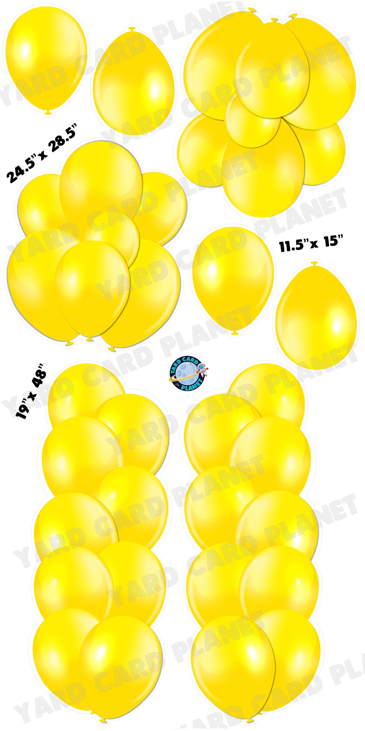 Yellow Balloon Towers, Bouquets and Singles Yard Card Set