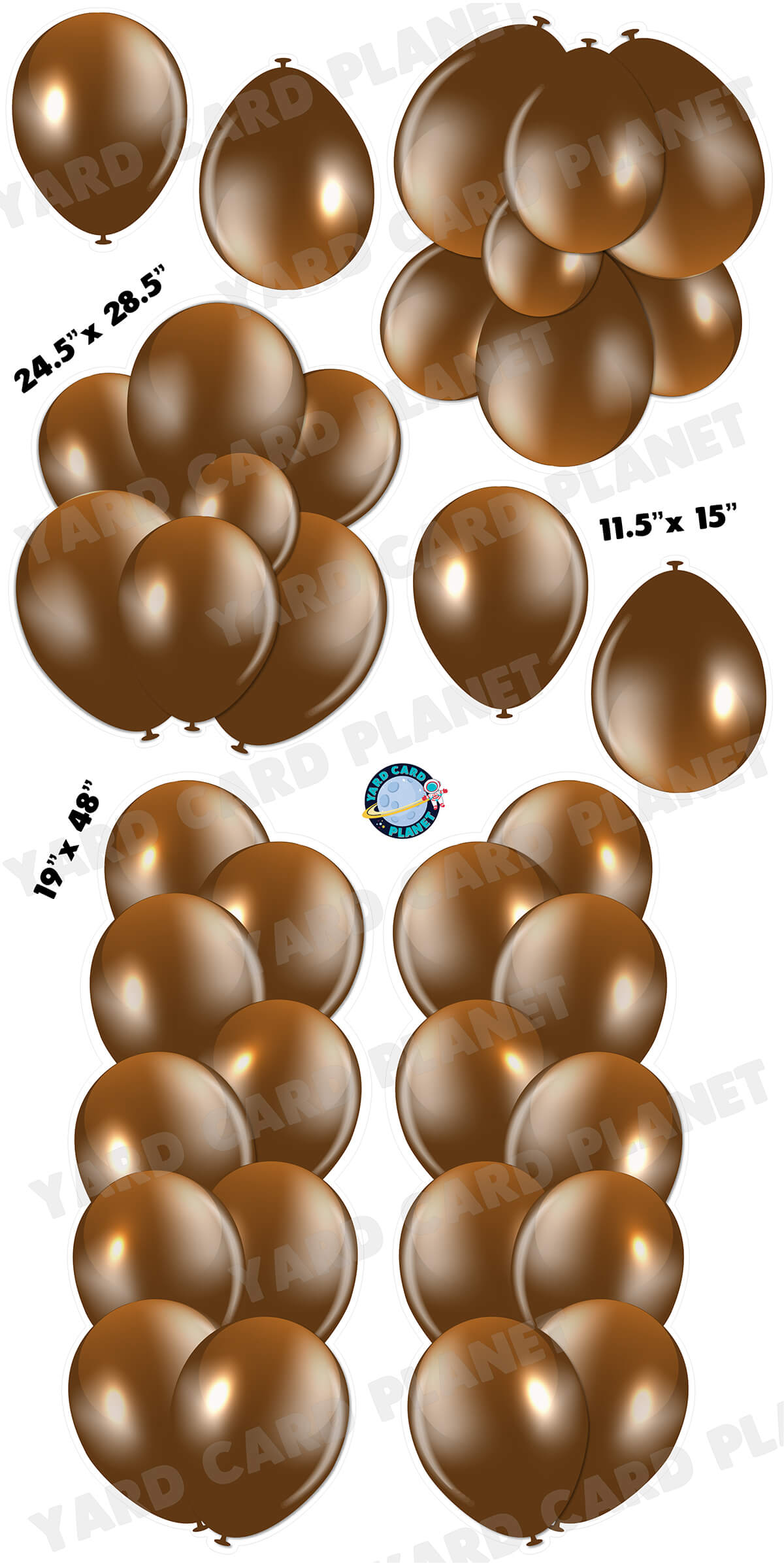Brown Balloon Towers, Bouquets and Singles Yard Card Set