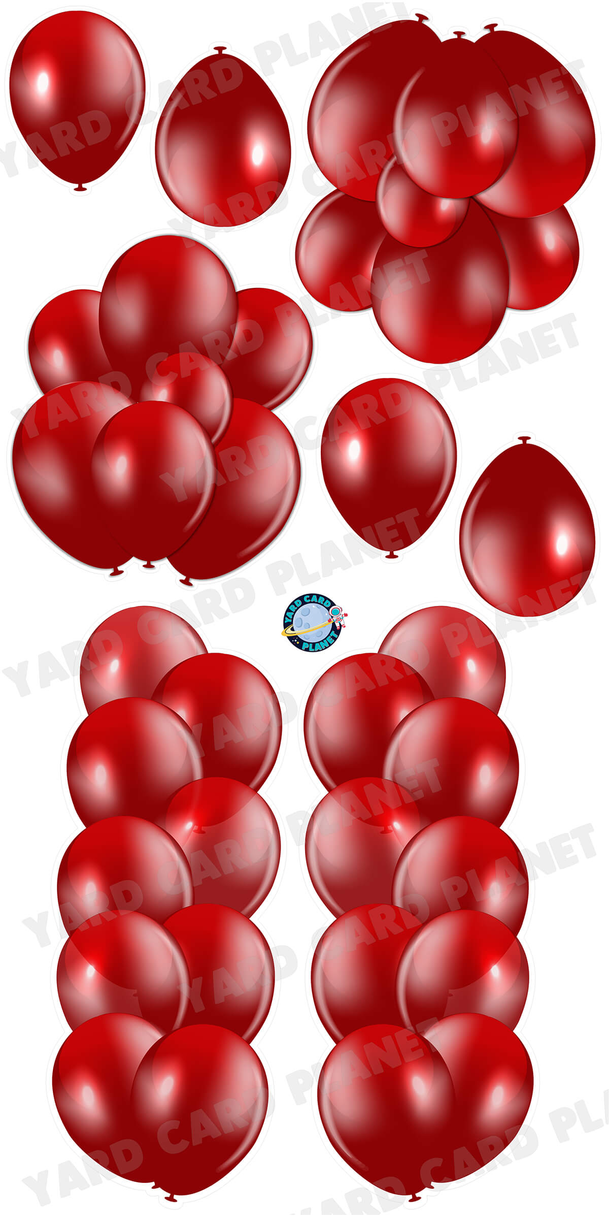 Maroon Balloon Towers, Bouquets and Singles Yard Card Set