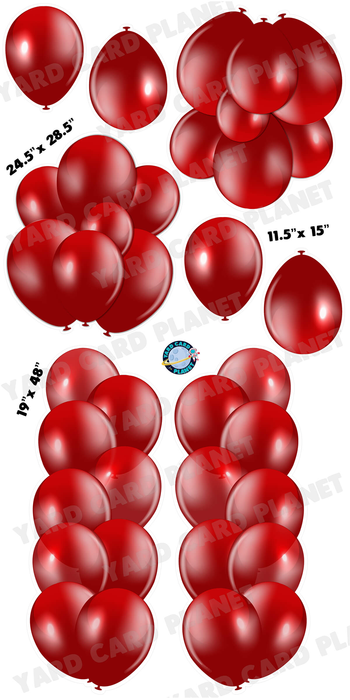 Maroon Balloon Towers, Bouquets and Singles Yard Card Set