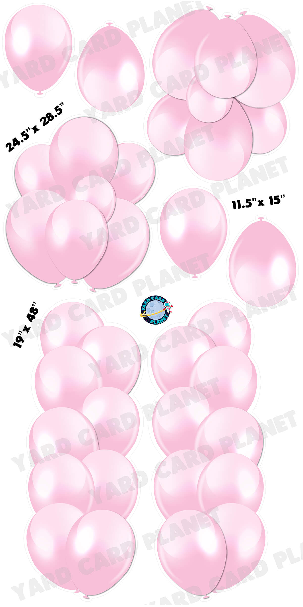 Light Pink Balloon Towers, Bouquets and Singles Yard Card Set