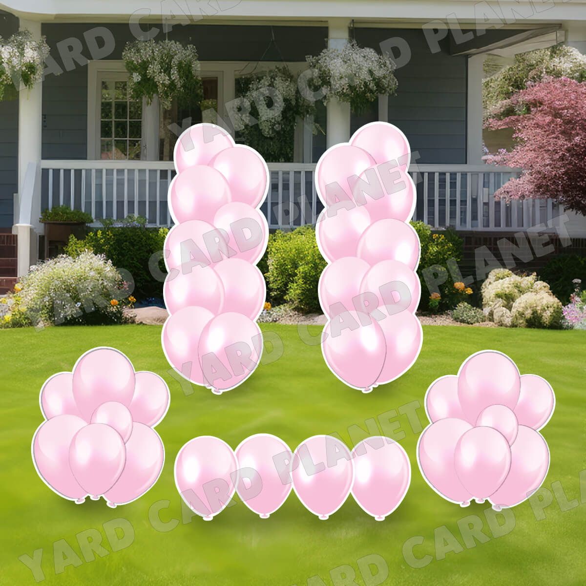 Light Pink Balloon Towers, Bouquets and Singles Yard Card Set