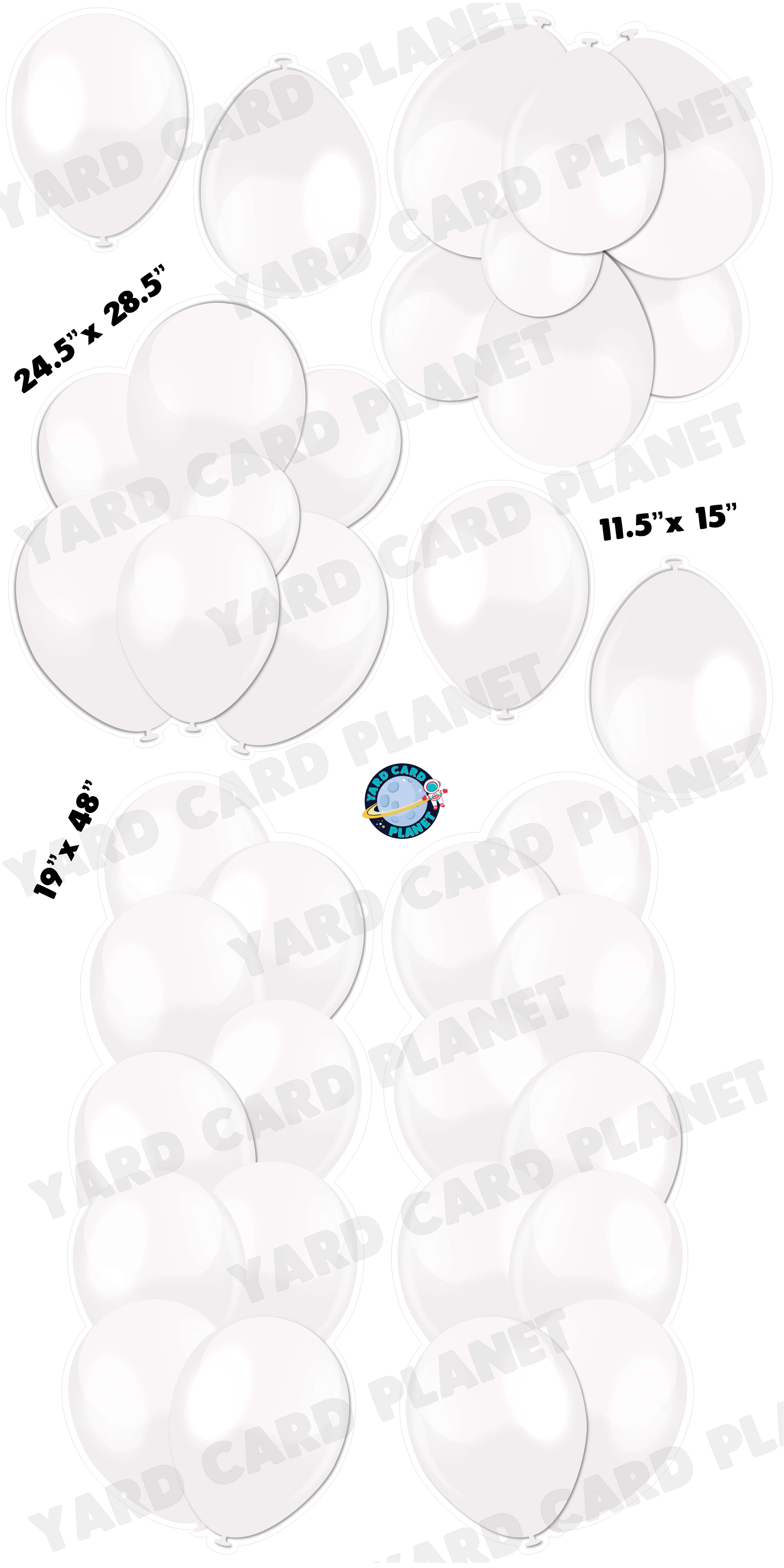 White Balloon Towers, Bouquets and Singles Yard Card Set