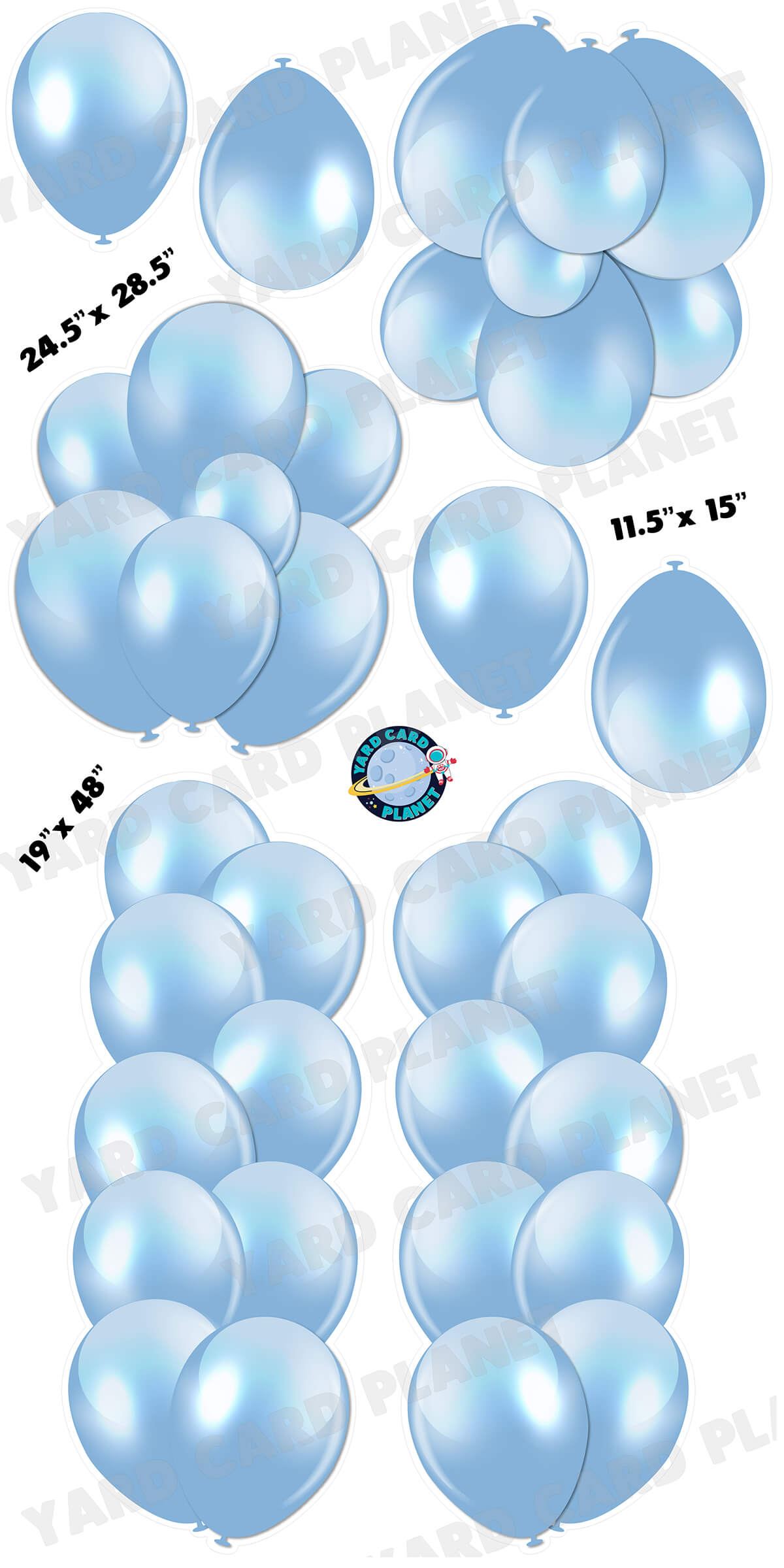 Baby Blue Balloon Towers, Bouquets and Singles Yard Card Set