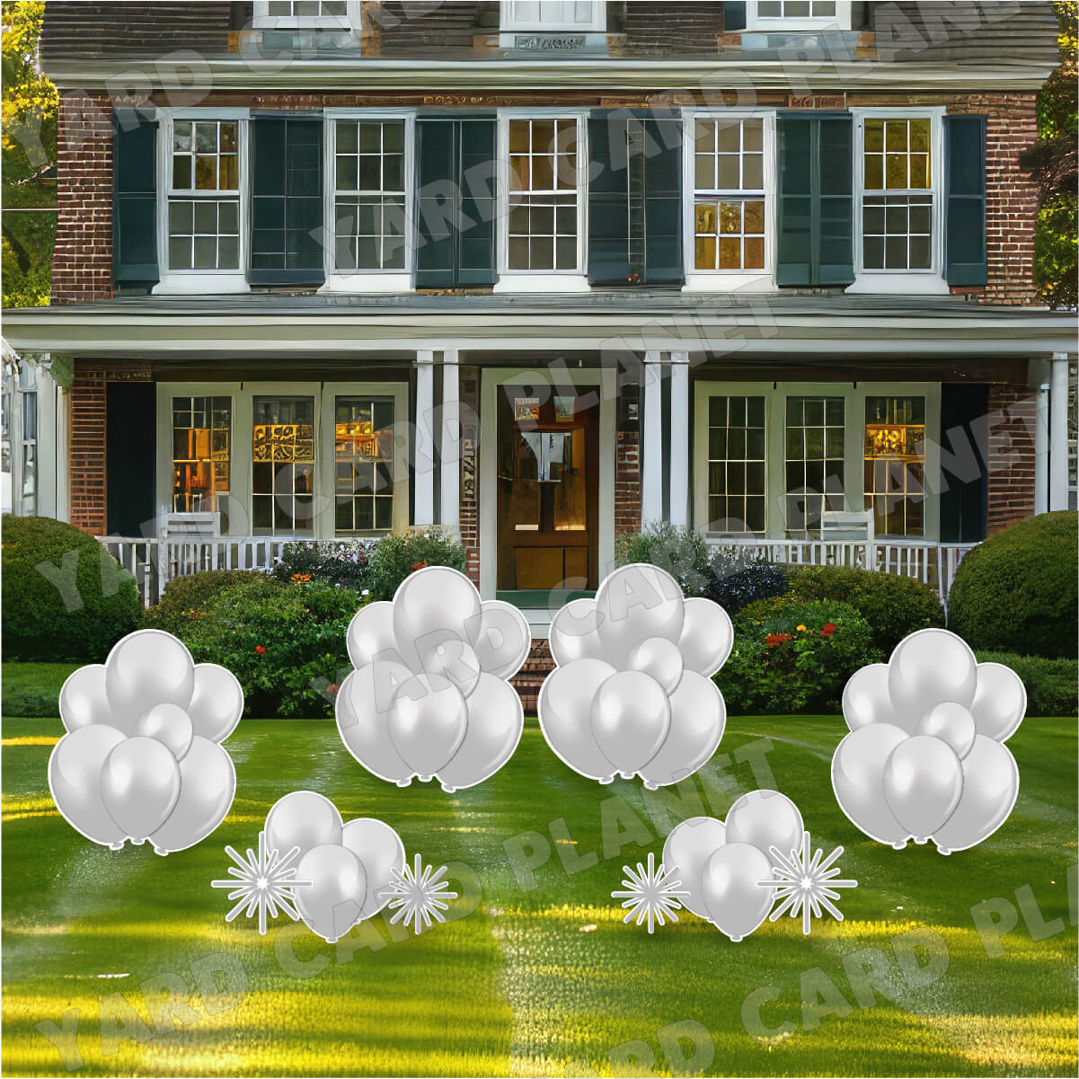 Grey Balloon Bouquets and Starbursts Yard Card Flair Set
