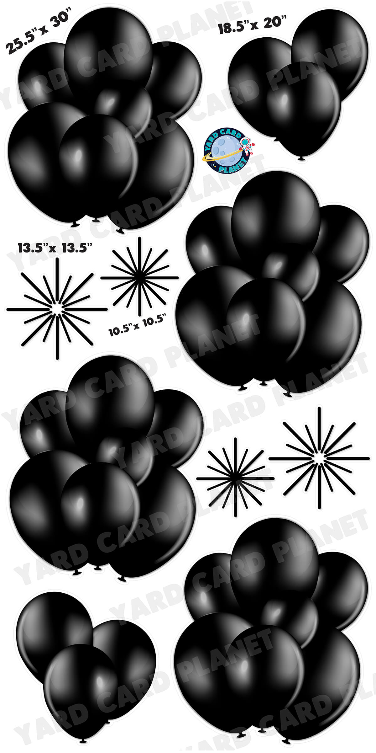 Black Balloon Bouquets and Starbursts Yard Card Flair Set