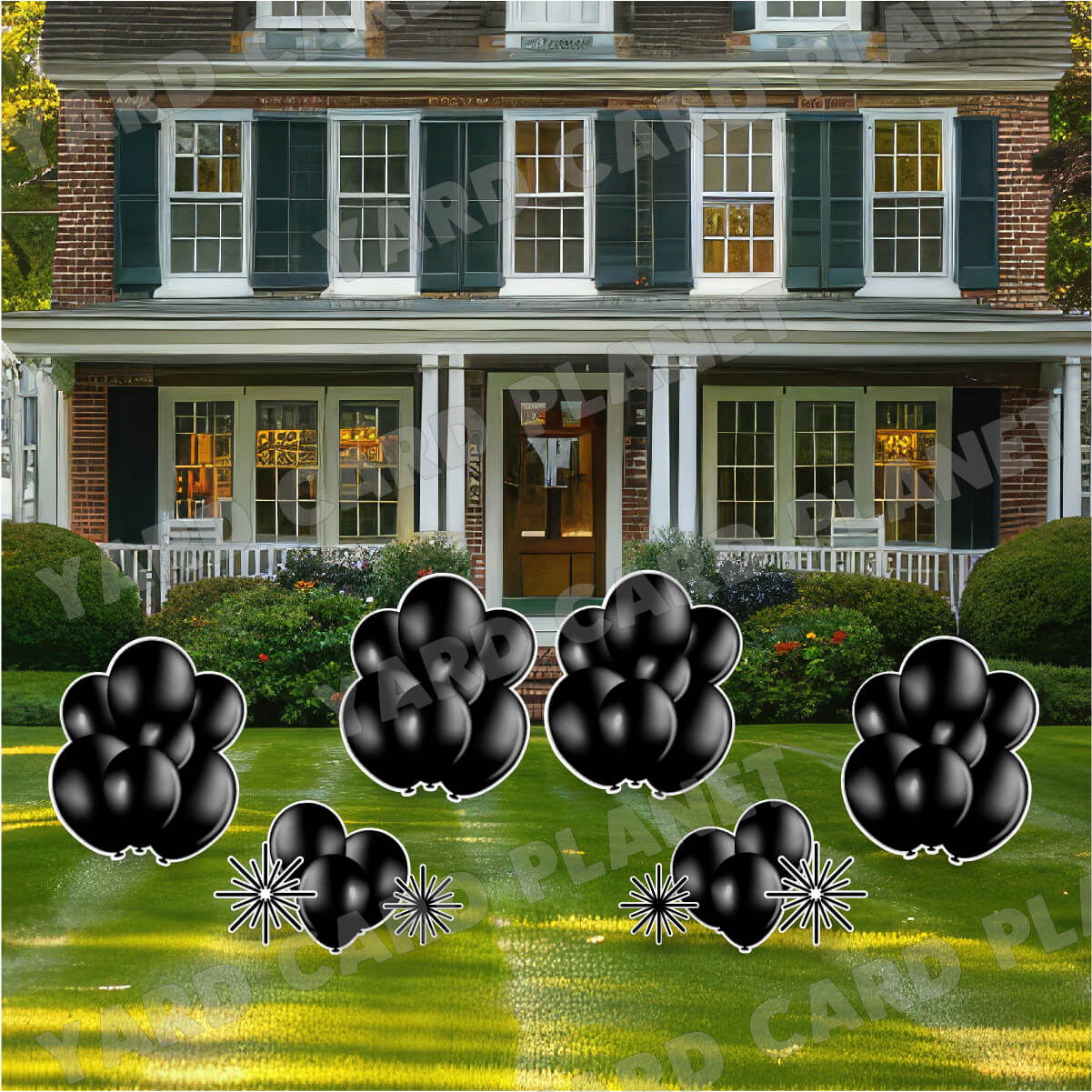 Black Balloon Bouquets and Starbursts Yard Card Flair Set
