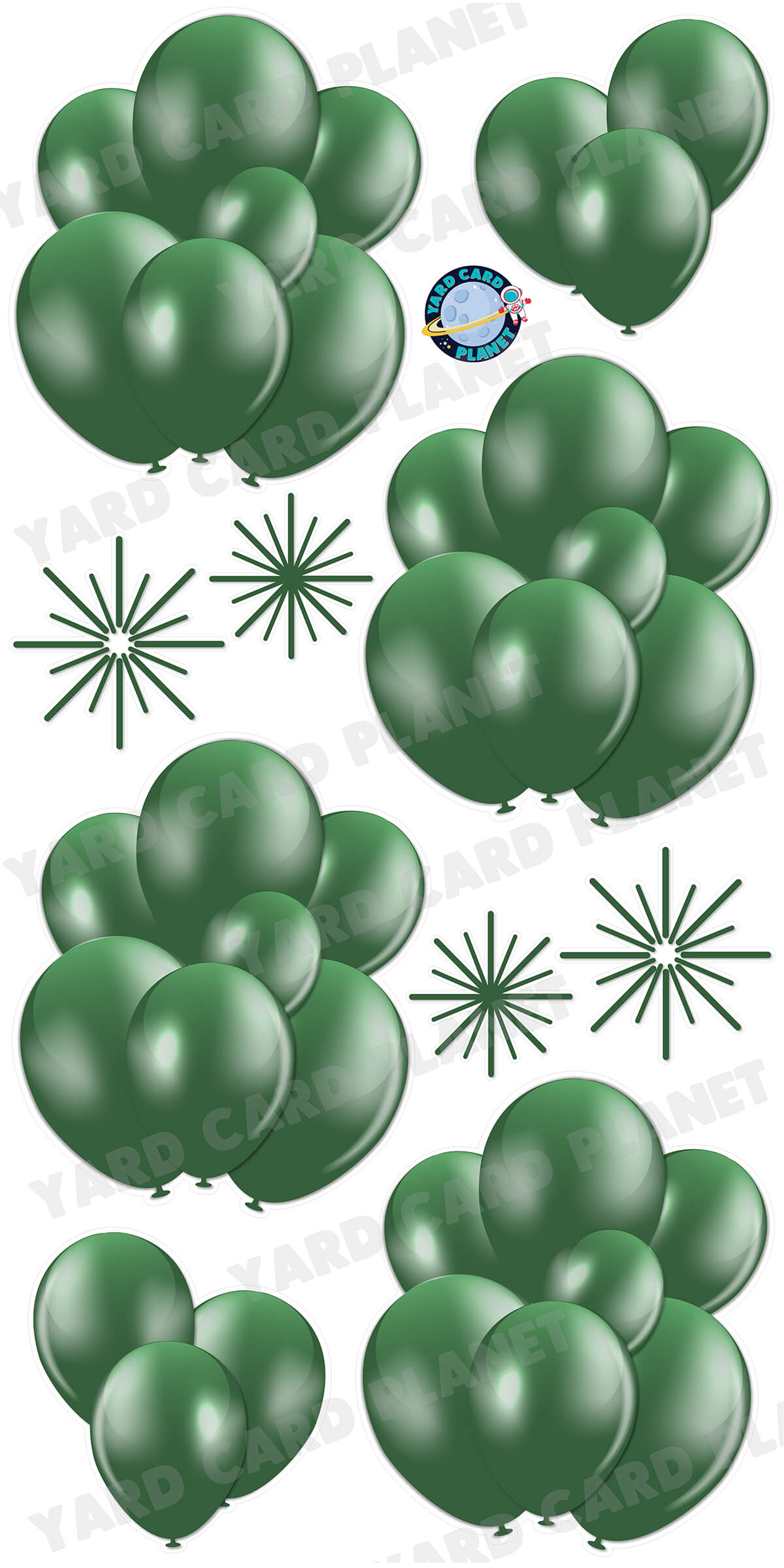 Hunter Green Balloon Bouquets and Starbursts Yard Card Flair Set