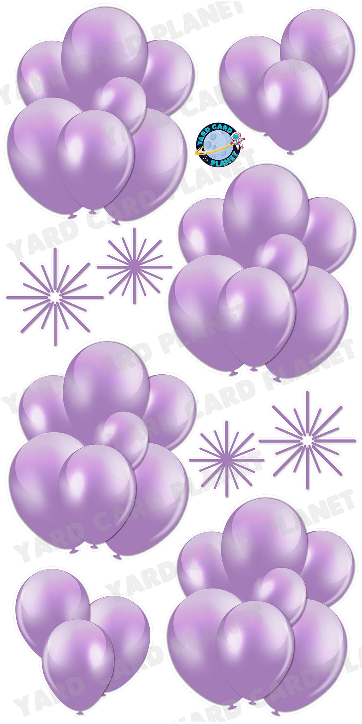 Light Purple Balloon Bouquets and Starbursts Yard Card Flair Set