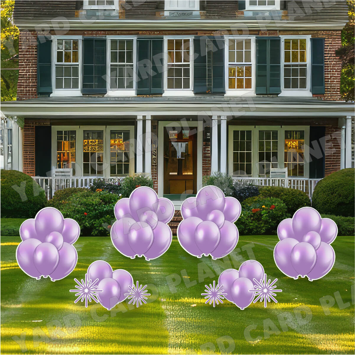 Light Purple Balloon Bouquets and Starbursts Yard Card Flair Set