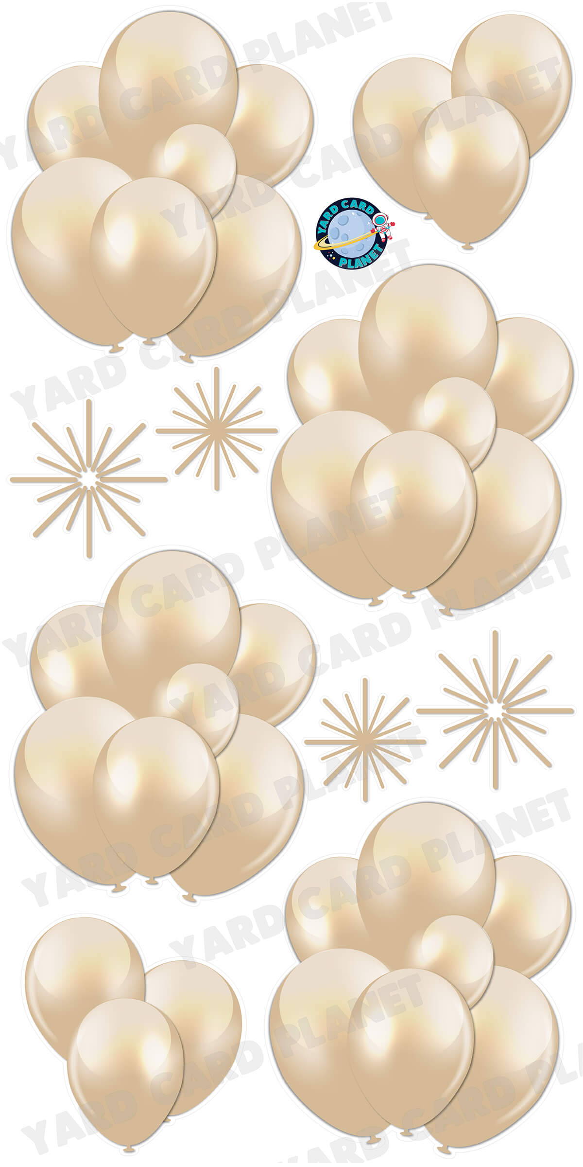 Tan Balloon Bouquets and Starbursts Yard Card Flair Set