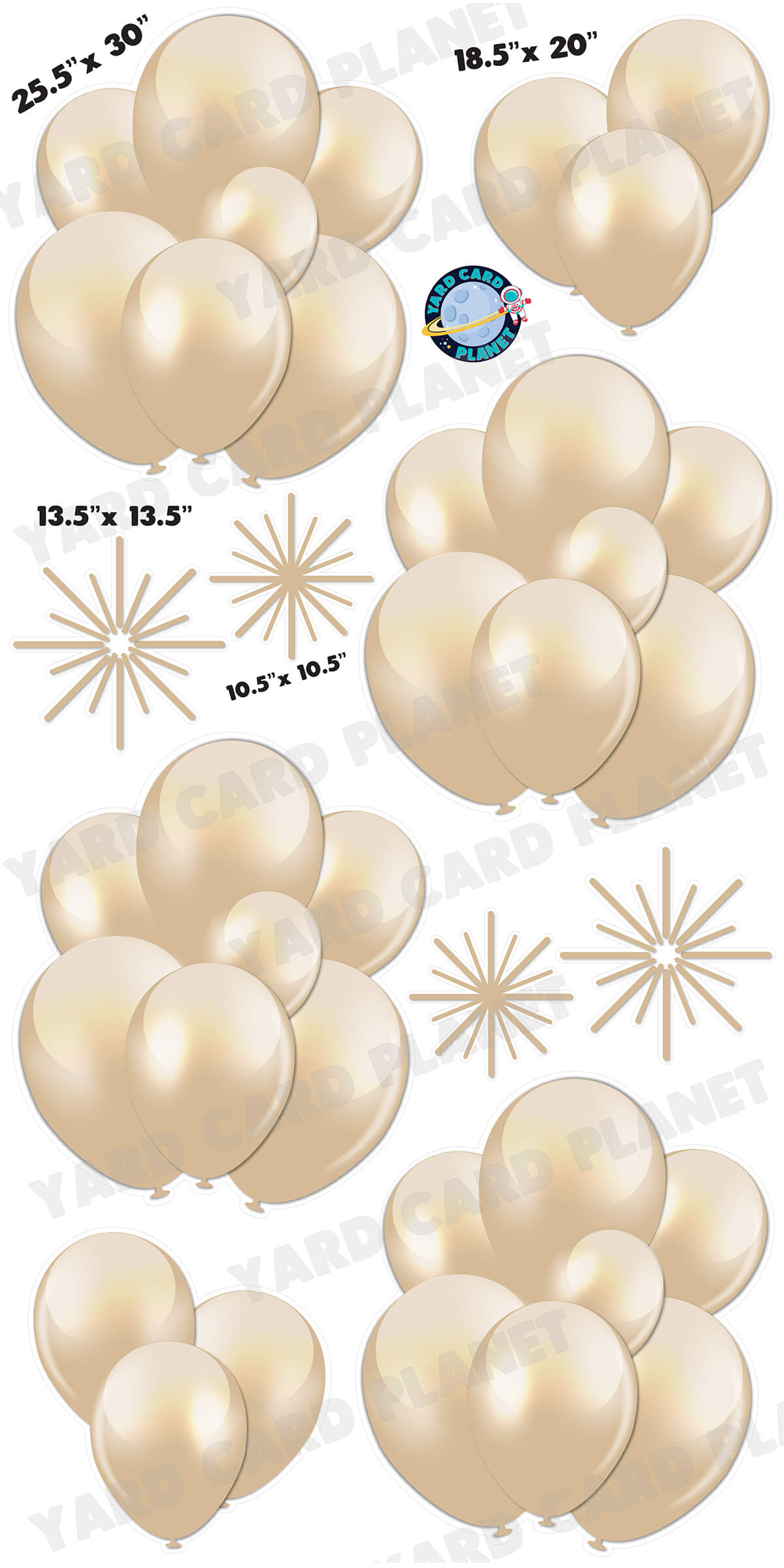 Tan Balloon Bouquets and Starbursts Yard Card Flair Set