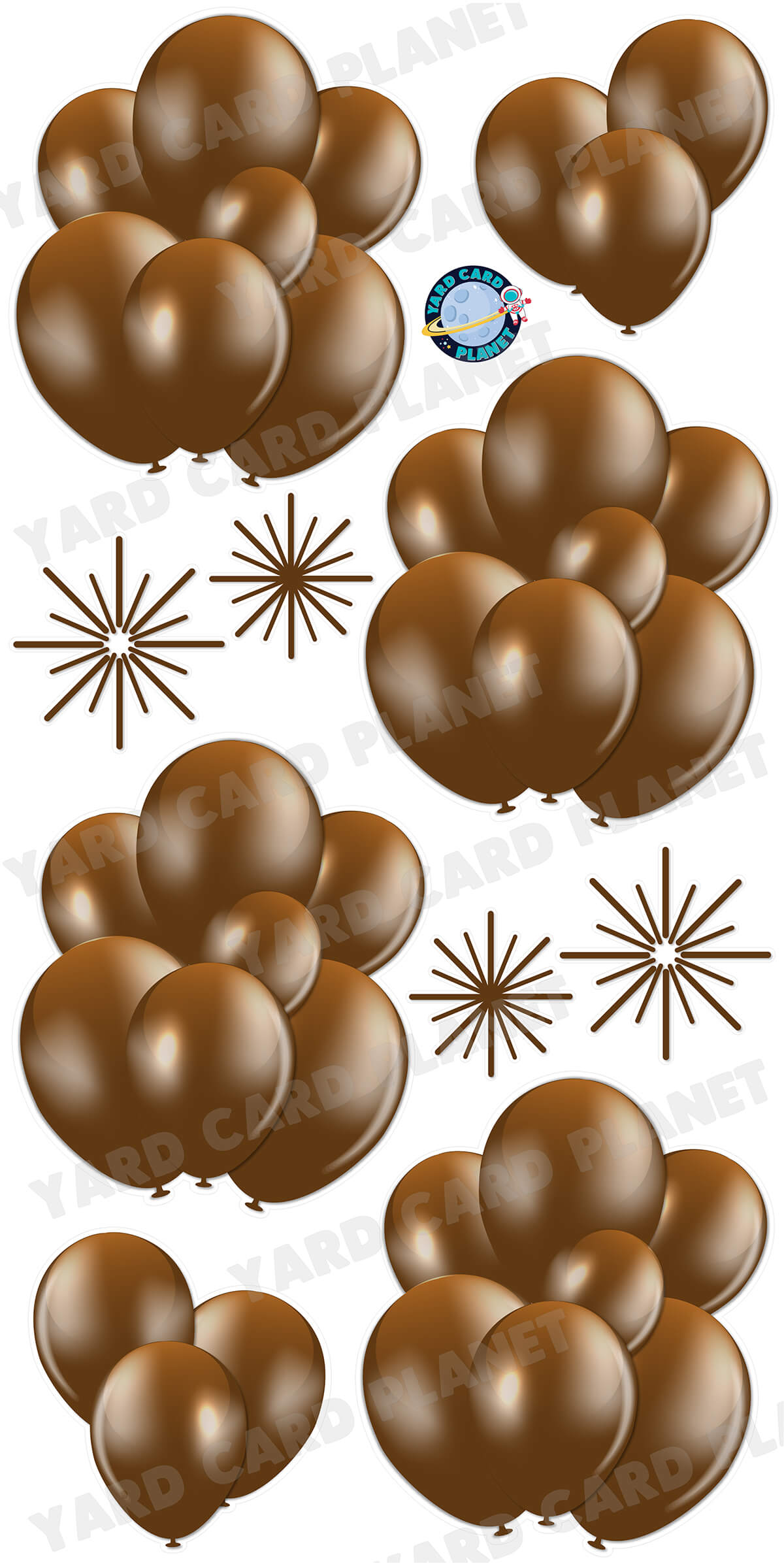 Brown Balloon Bouquets and Starbursts Yard Card Flair Set