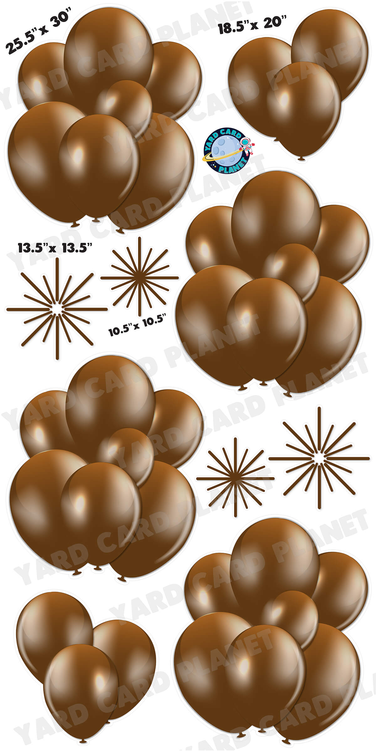 Brown Balloon Bouquets and Starbursts Yard Card Flair Set