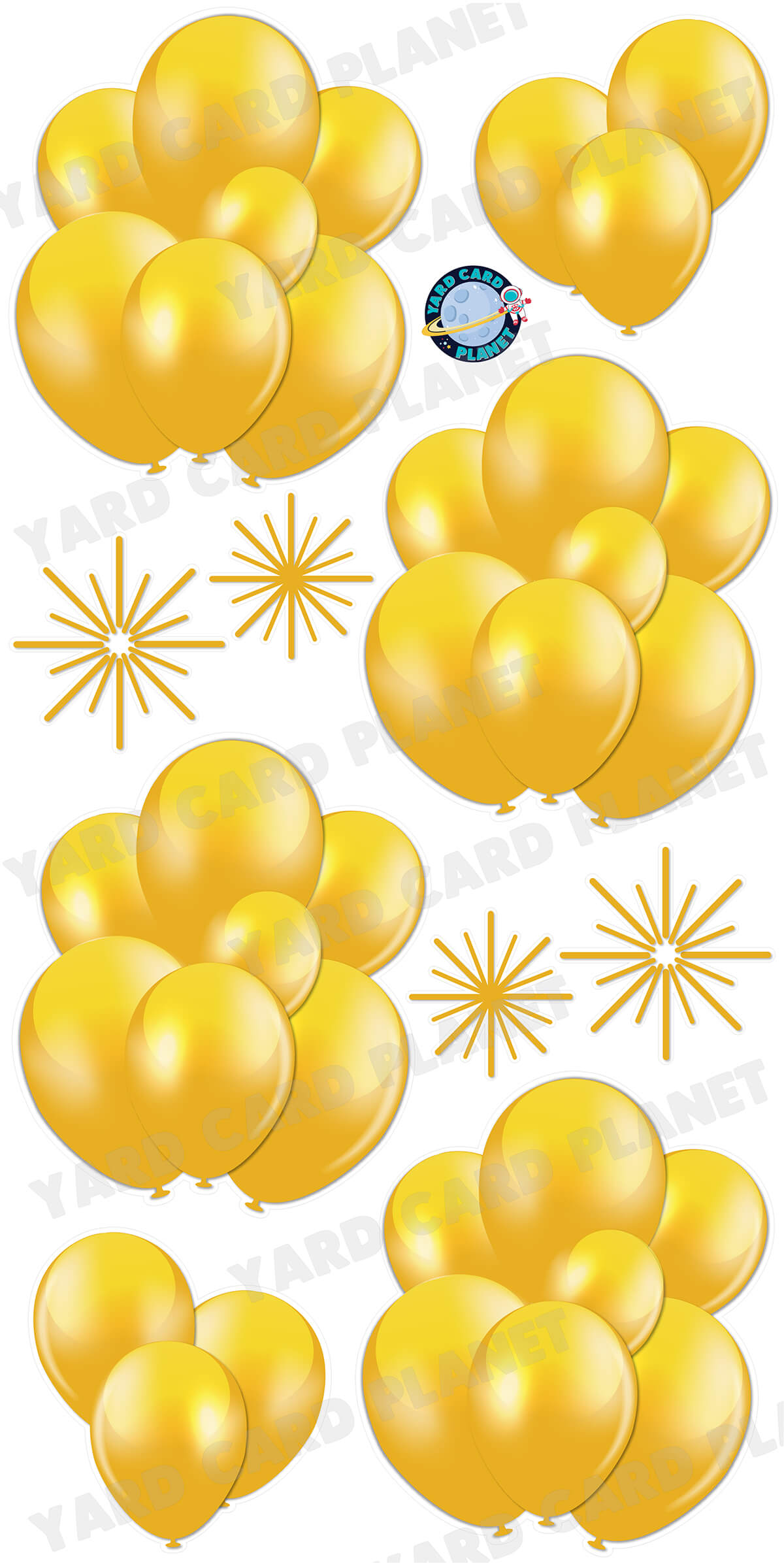 Gold Balloon Bouquets and Starbursts Yard Card Flair Set