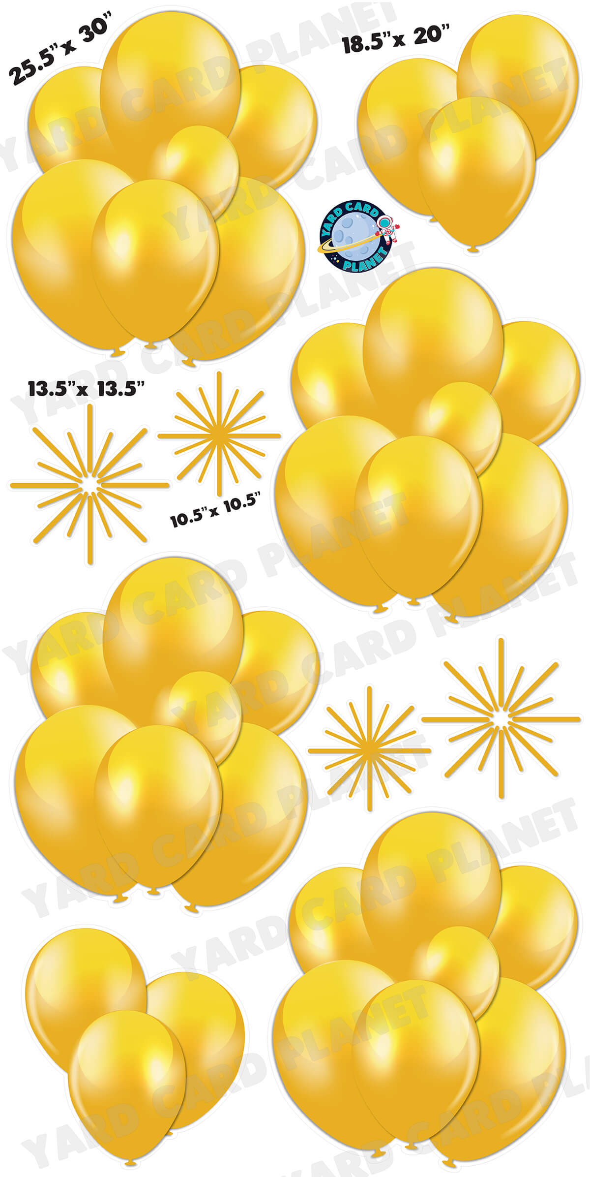 Gold Balloon Bouquets and Starbursts Yard Card Flair Set