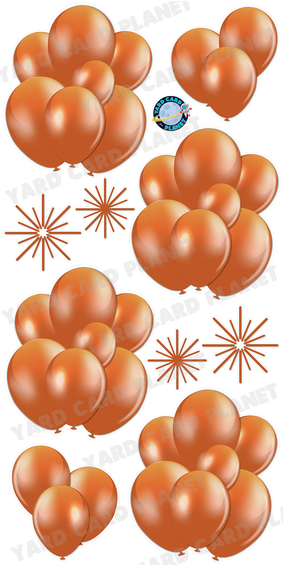 Burnt Orange Balloon Bouquets and Starbursts Yard Card Flair Set