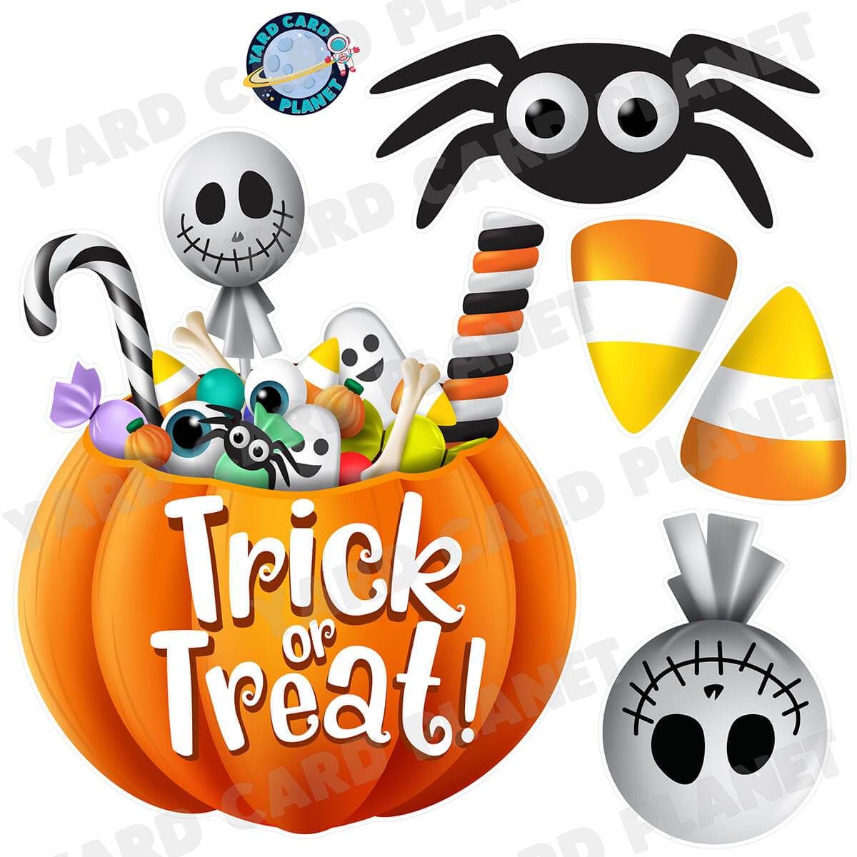 Trick or Treat Halloween Pumpkin Half Sheet Yard Card Flair Set