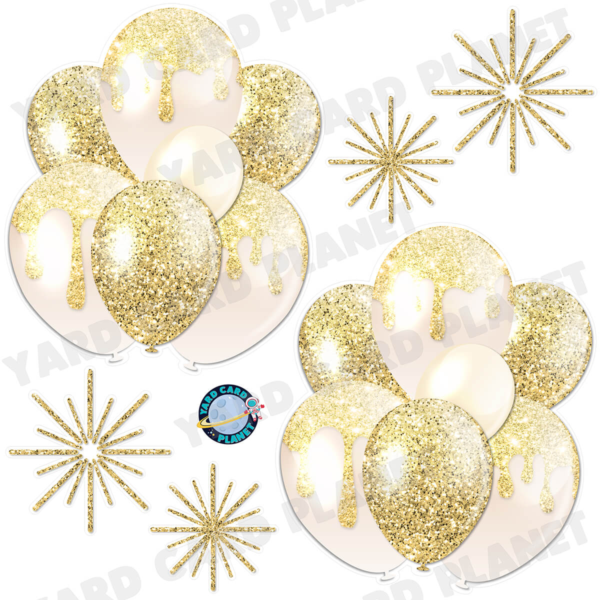 White and Gold Balloon Panels | Balloon Skirt | Balloon bouquets Fillers Yard Cards - UV High resolution Coroplast printing. HALF deals SHEET