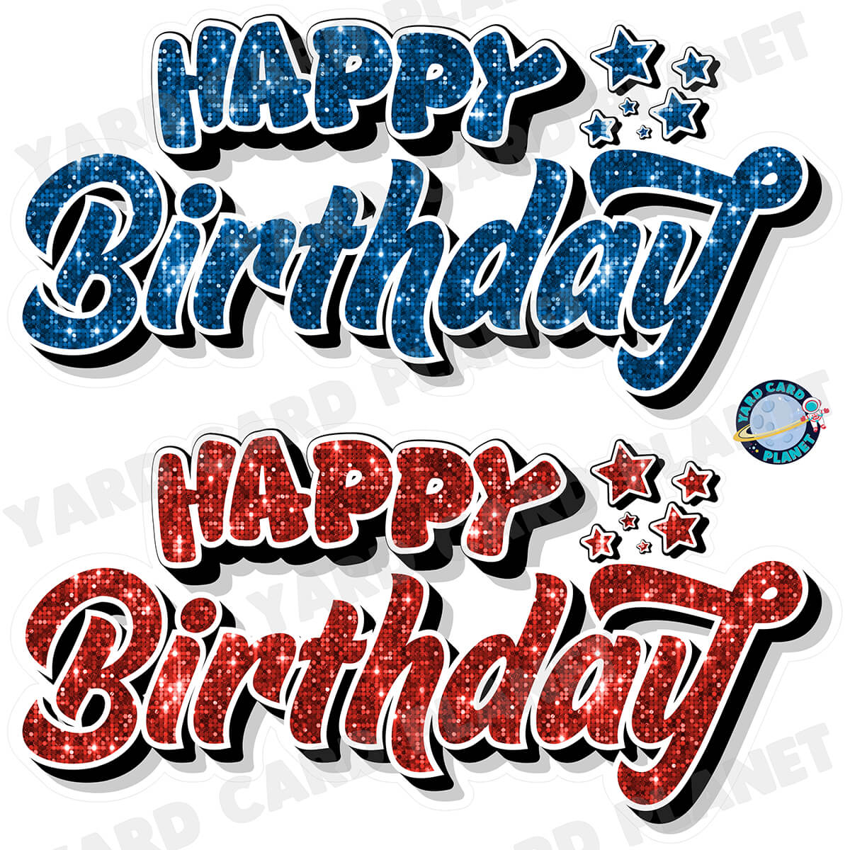 23.5 Inch Happy Birthday - Red Sequins - 4 high quality Piece EZ Set Yard Sign