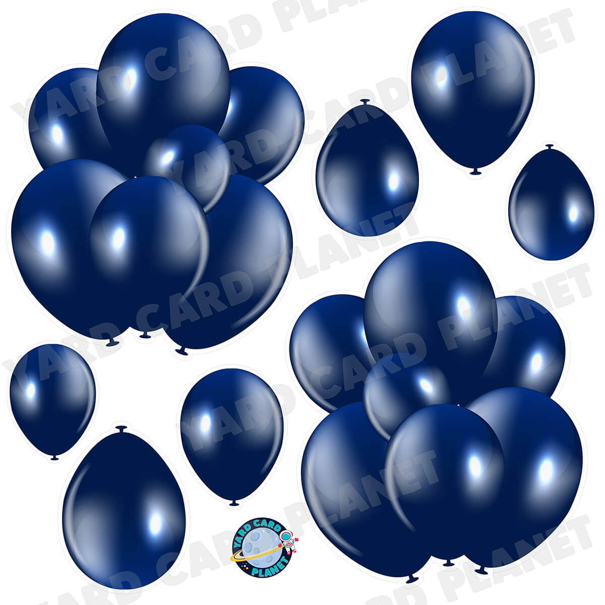 Navy Blue Balloon Bouquets and Singles Half Sheet Yard Card Set