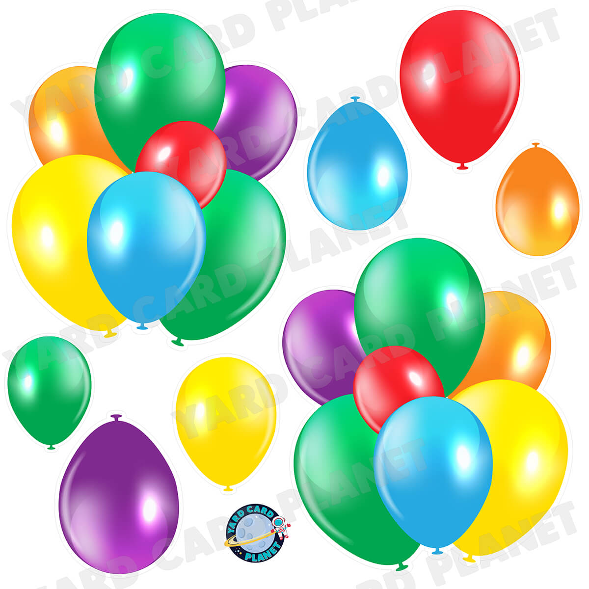 Color Wheel Balloon Bouquets and Singles Half Sheet Yard Card Set
