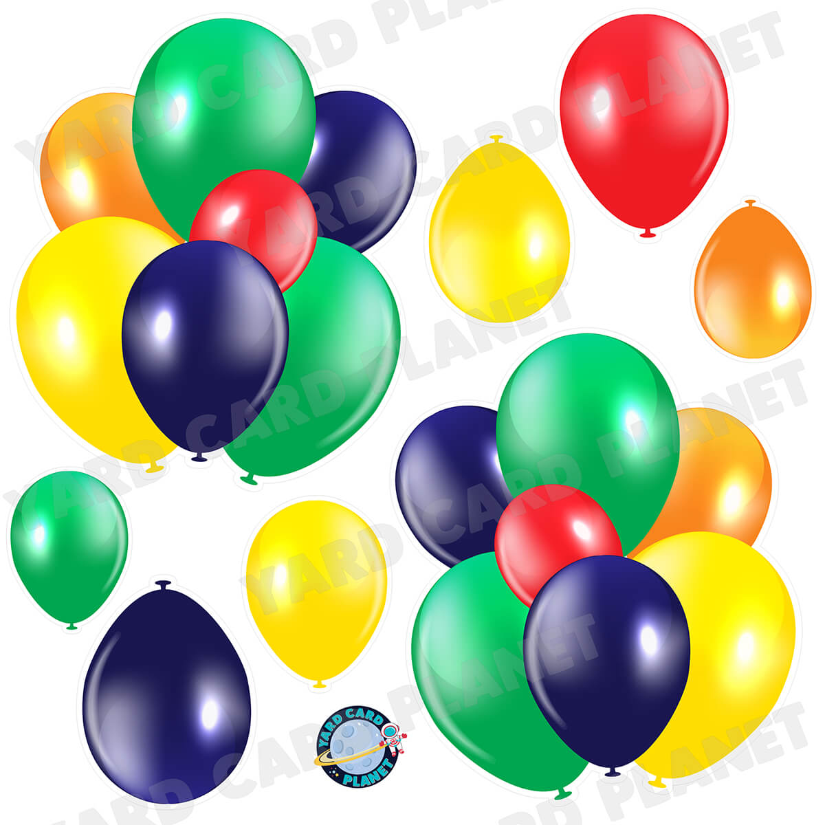 Multi Colored Balloon Bouquets and Singles Half Sheet Yard Card Set
