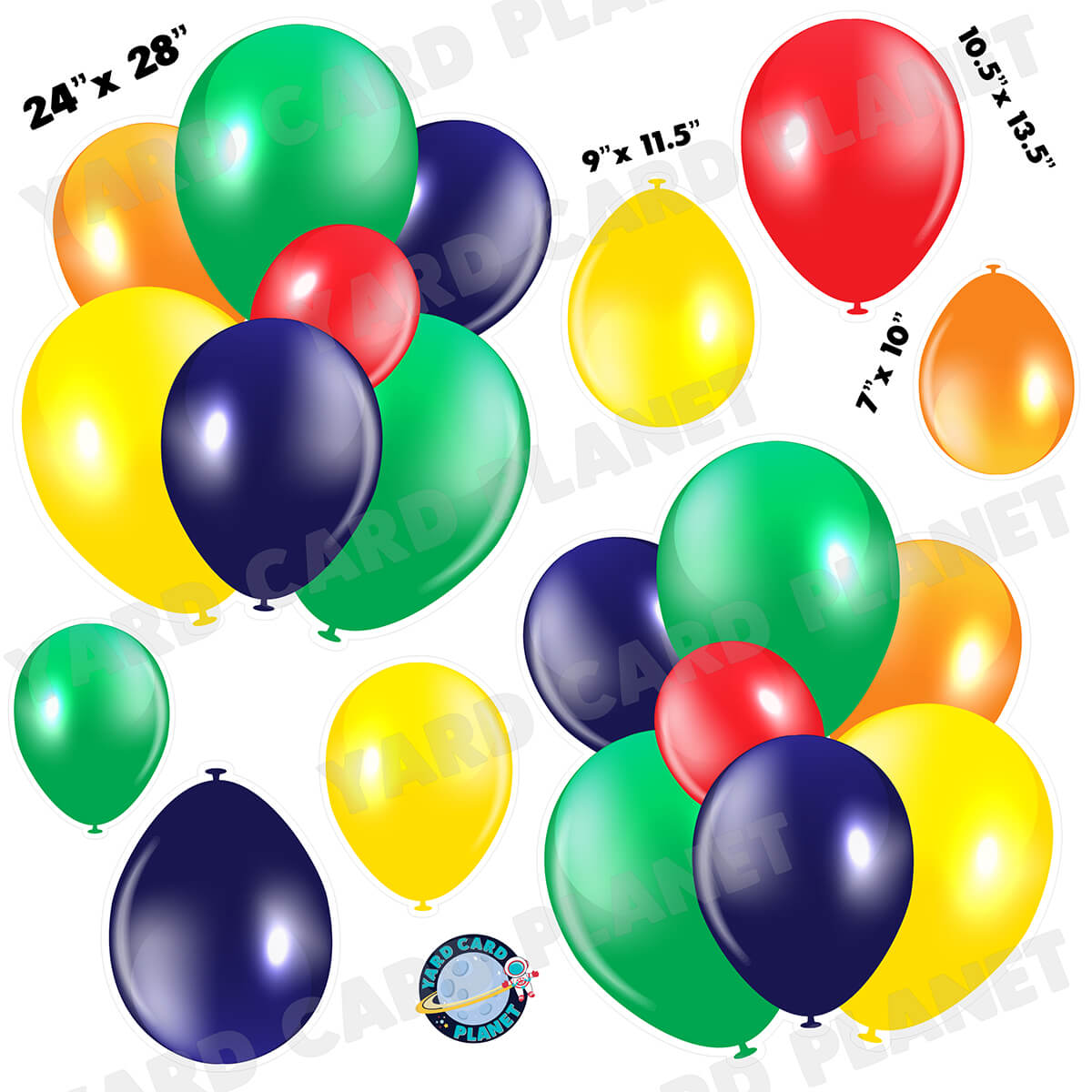 Multi Colored Balloon Bouquets and Singles Half Sheet Yard Card Set