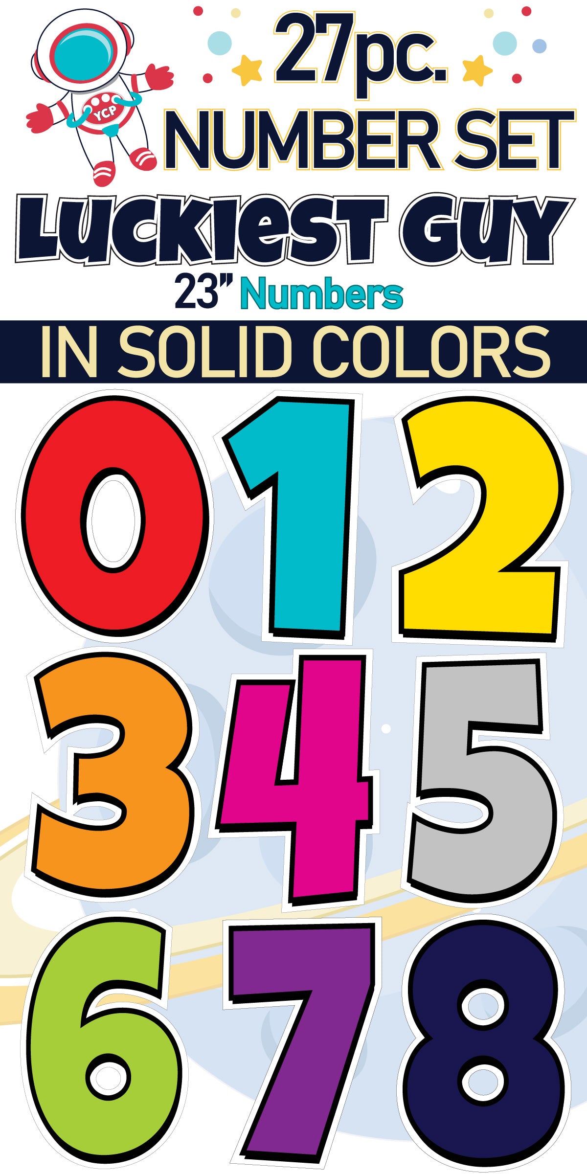 23" Luckiest Guy 27 pc. Number Set in Solid Colors