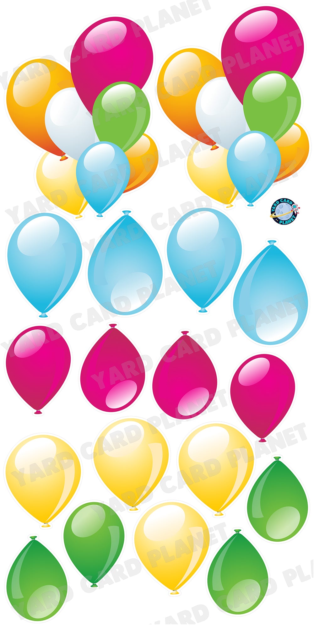 Colorful Balloons and Balloon Bouquets Yard Card Flair Set