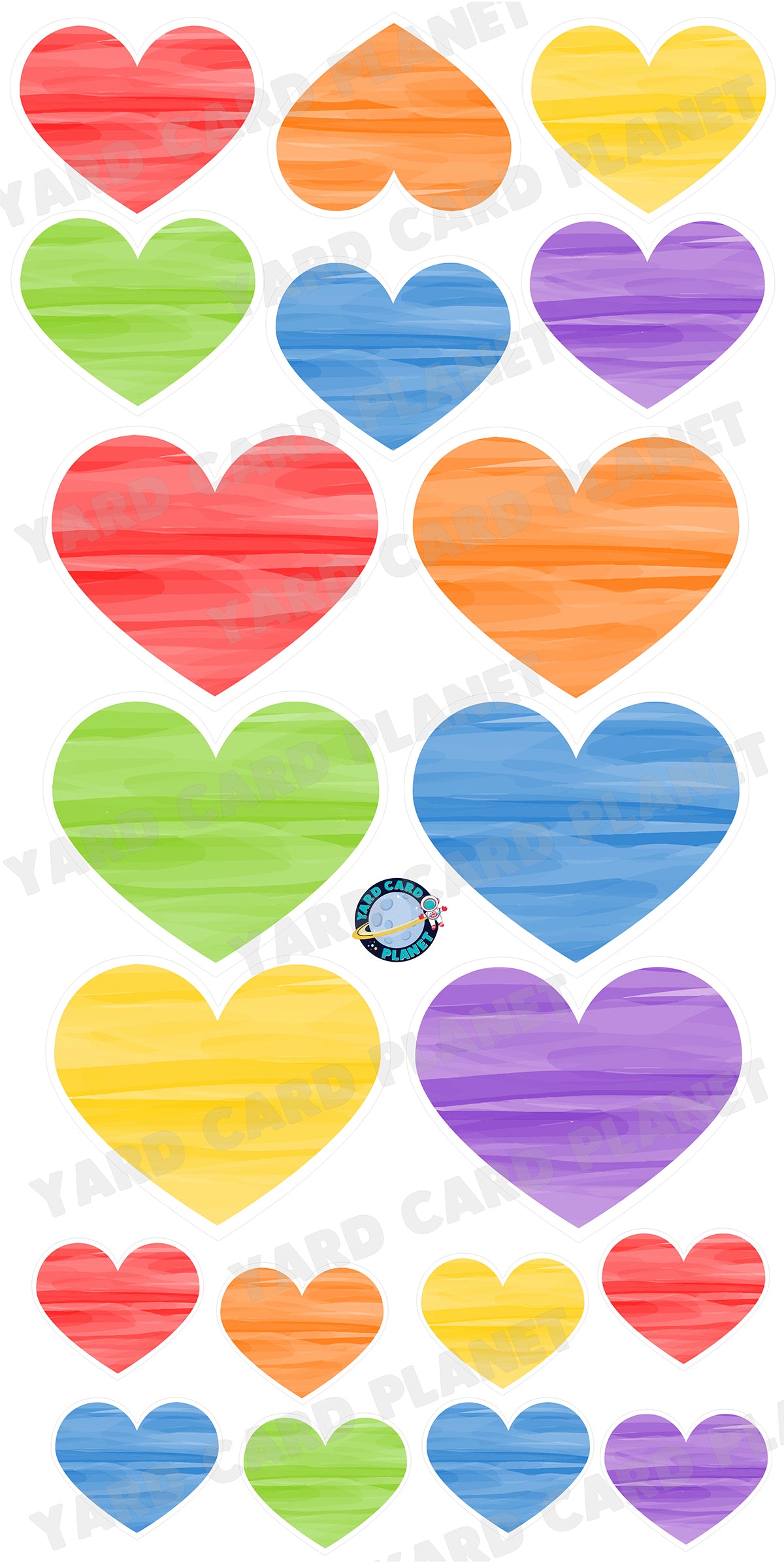 Watercolor Hearts Yard Card Flair Set