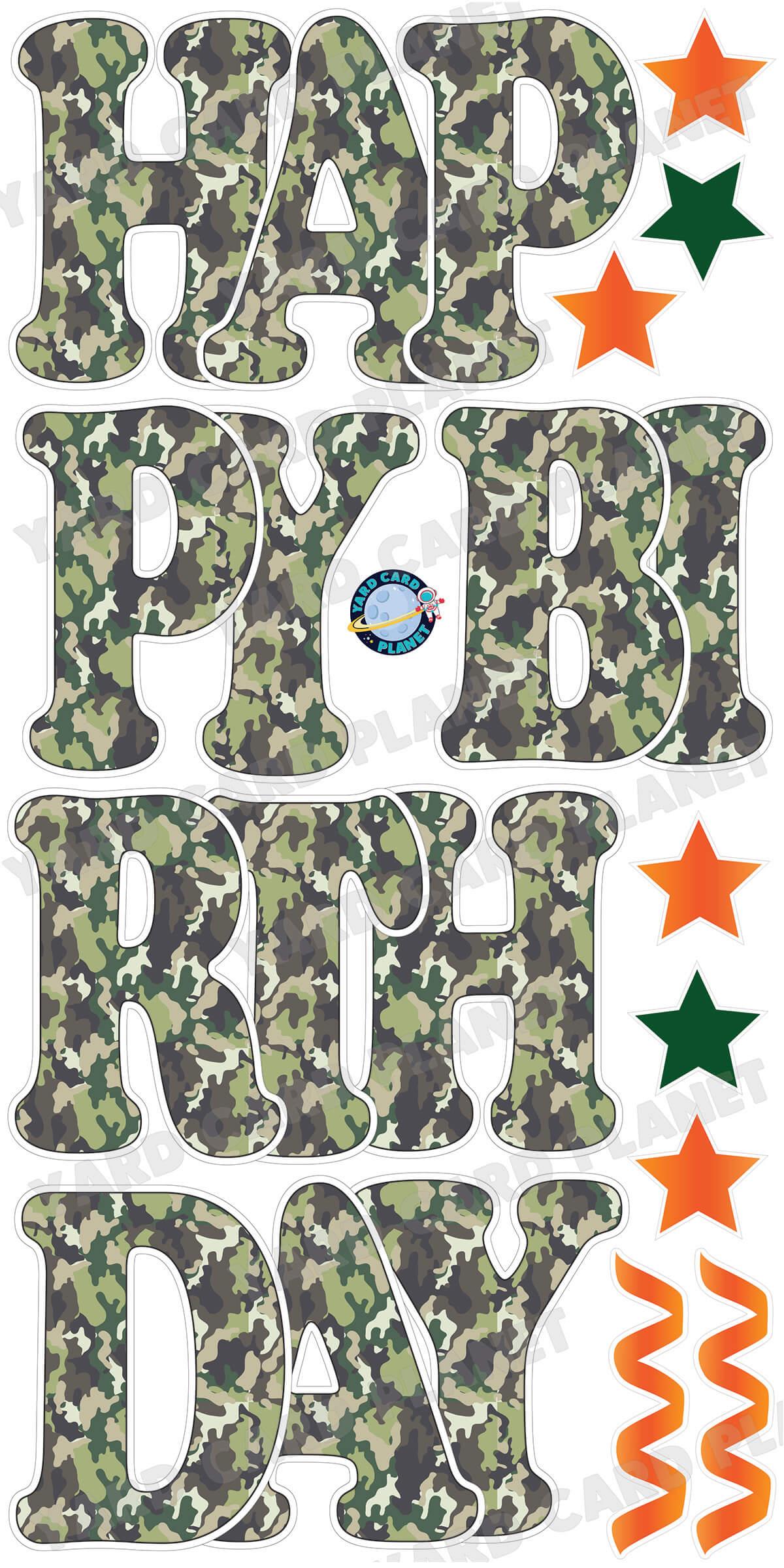 Large 23" Camouflage Themed Happy Birthday Yard Card EZ Quick Set and Birthday Flair