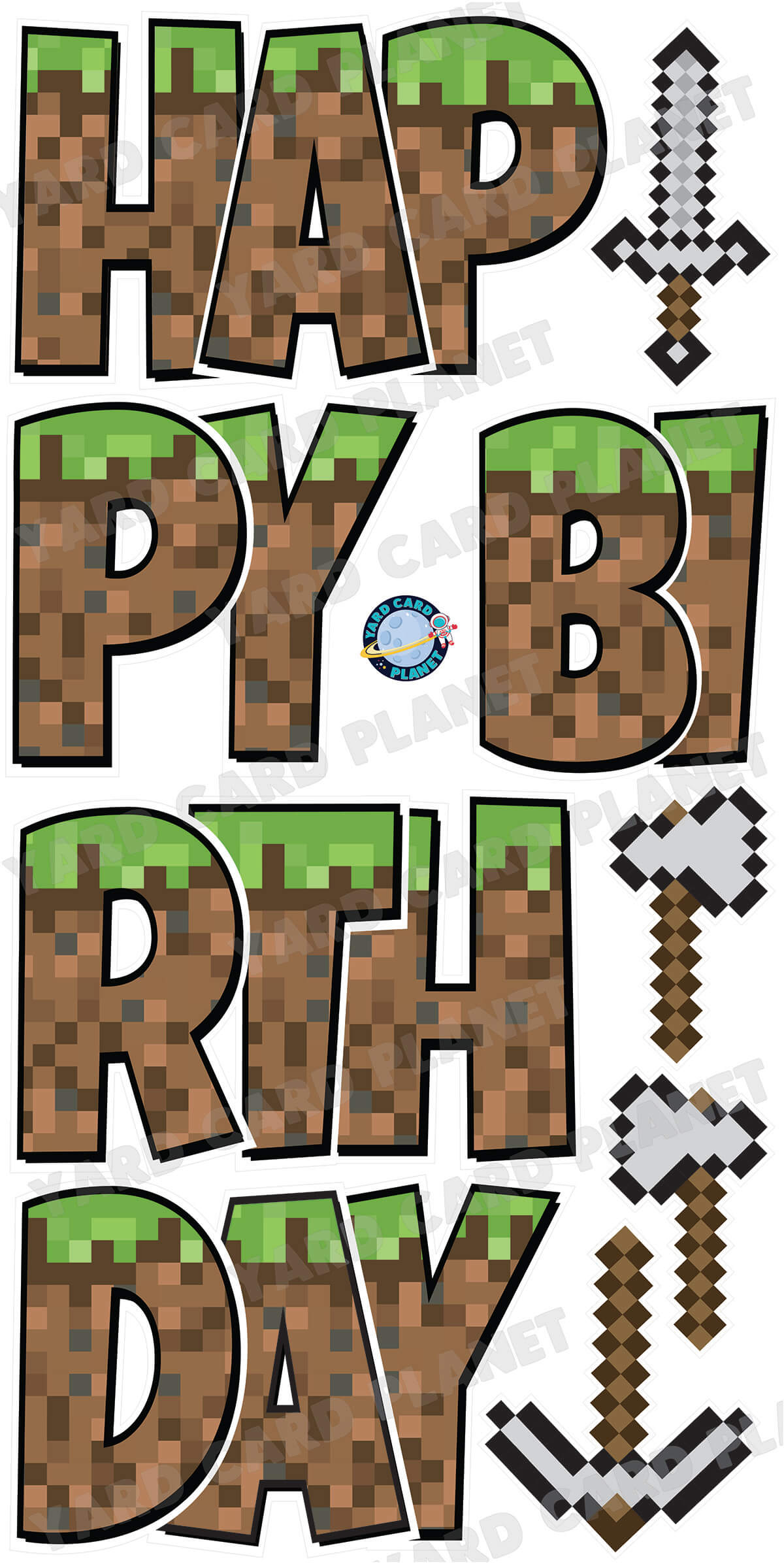 Large 23.5 large-23-5-pixel-adventure-happy-birthday-yard-card-ez-quick-set-in-l