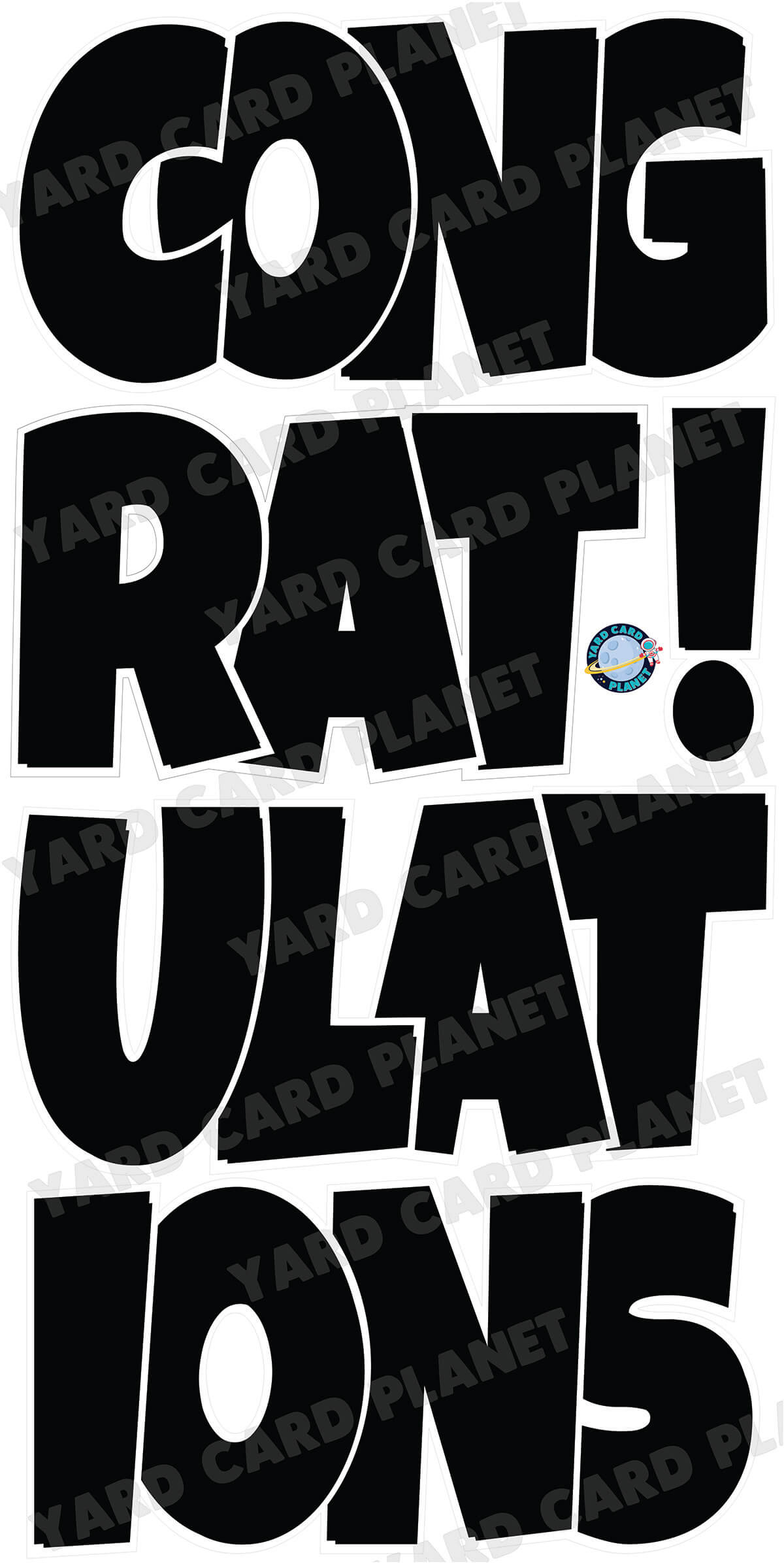 Large 23.5" Congratulations! Yard Card EZ Quick Set in Luckiest Guy Font (Available in Multiple Solid Colors)