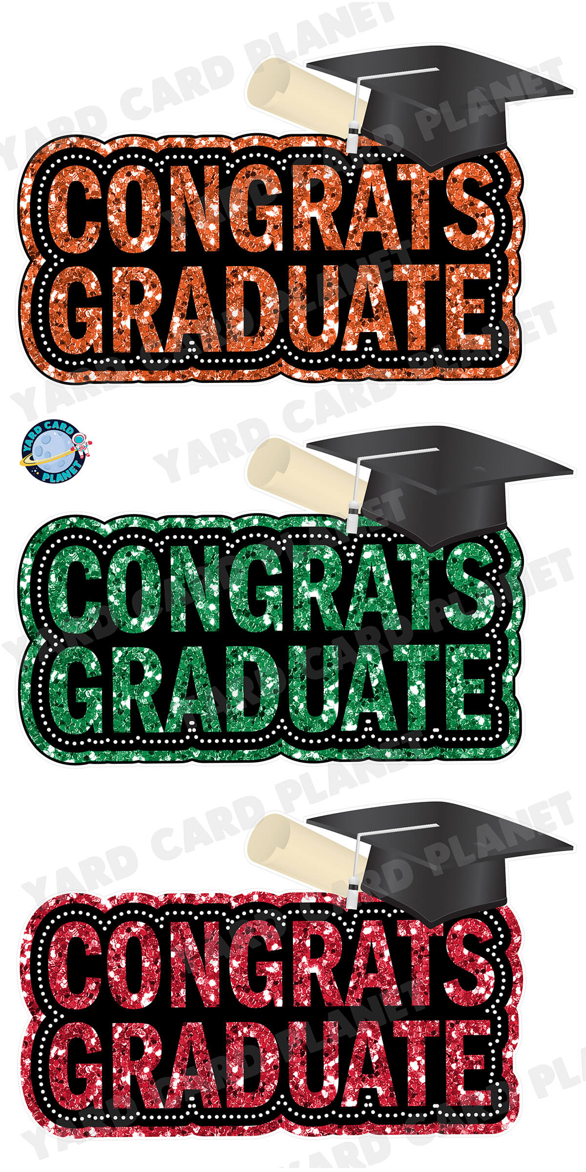 Congrats Graduate Orange, Green and Red Glitter EZ Quick Signs Yard Ca Congrats Graduate Orange, Green and Red Glitter EZ Quick Signs Yard Ca