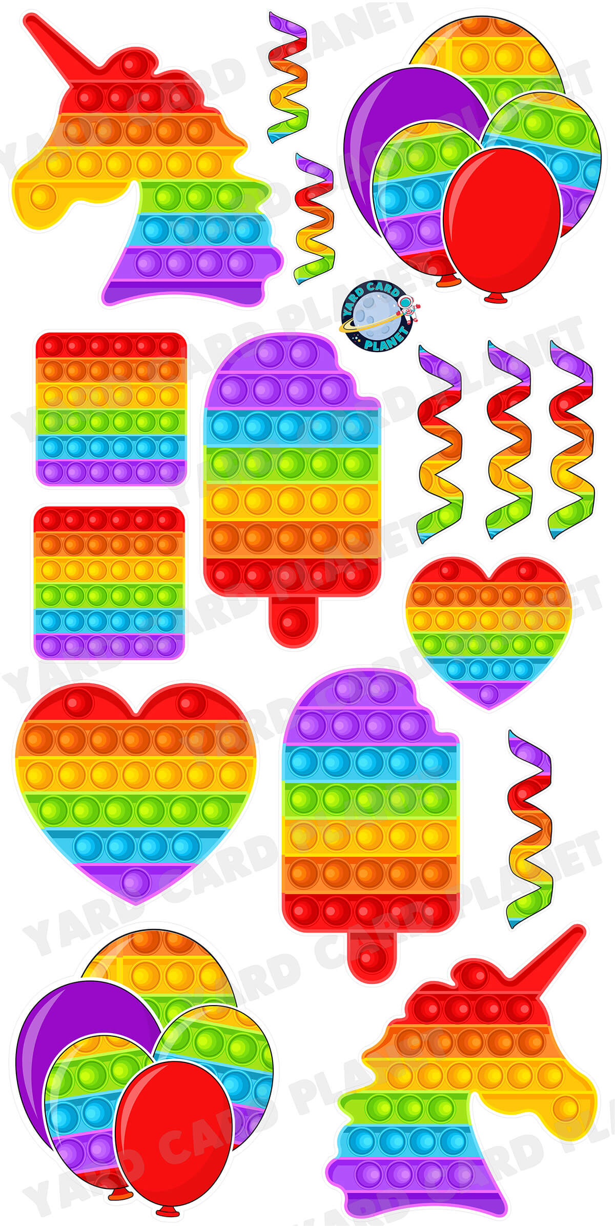 Pop It Fidget Toys Yard Card Flair Set