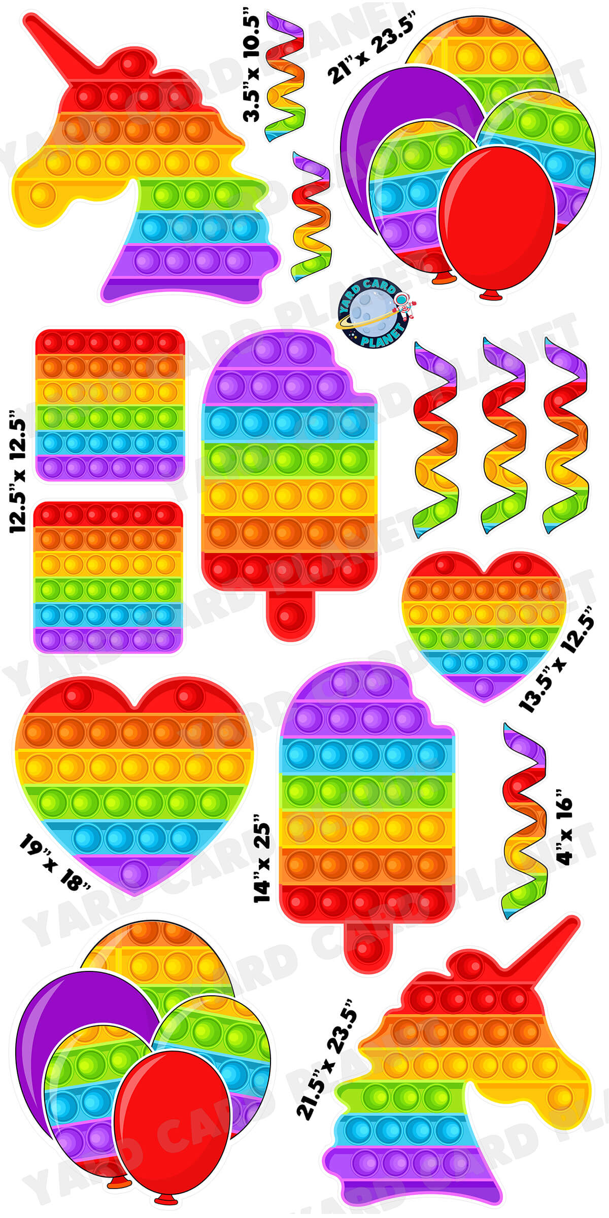 Pop It Fidget Toys Yard Card Flair Set