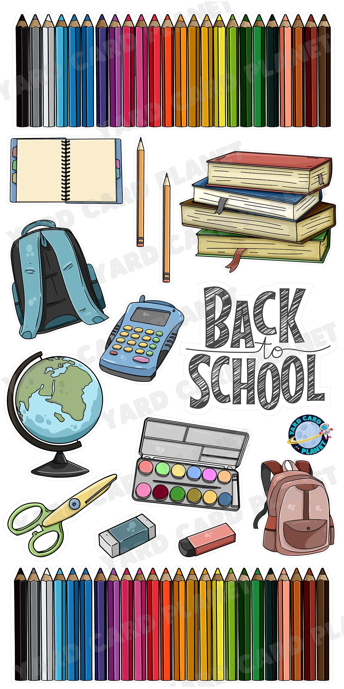 Back To School Color Pencil EZ Quick Signs and Yard Card Flair Set